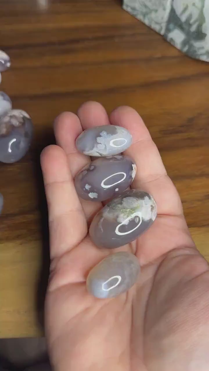 Black Flower Agate Tumbles | High Quality Crystal | Flower Agate | US Seller