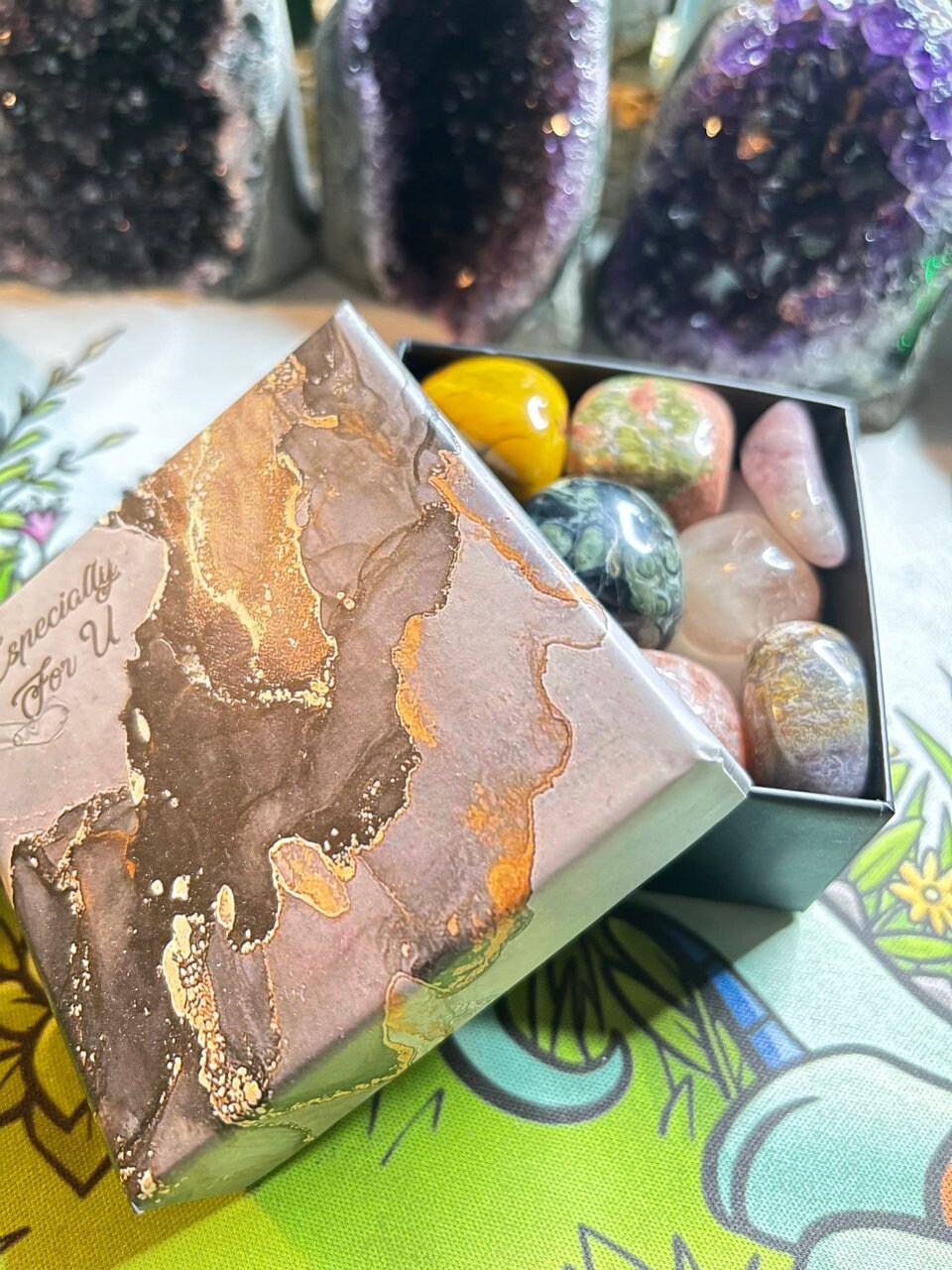 Mystery Crystal Box Tumbled Stones, Rocks, & Minerals Gift Box - Intuitively Selected