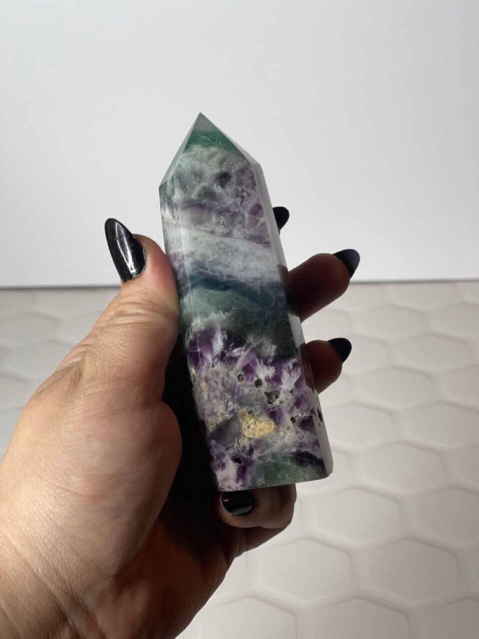 Fluorite Tower Points Rainbow Wand Meditation Energy Reiki Healing Crystal Quartz Obelisk Points Spiritual Protection Energy Reiki