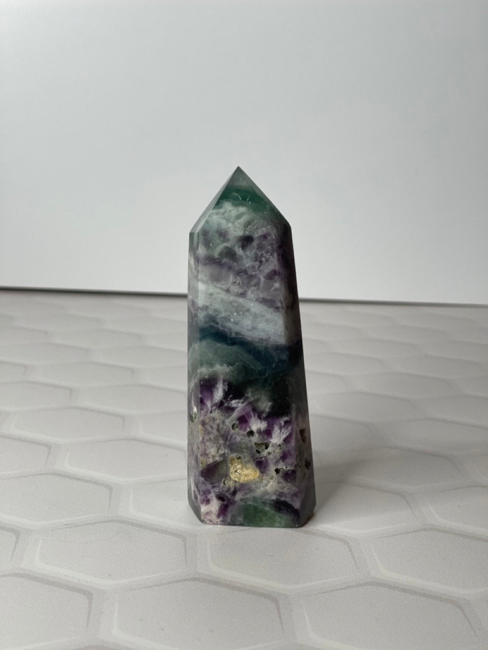 Fluorite Tower Points Rainbow Wand Meditation Energy Reiki Healing Crystal Quartz Obelisk Points Spiritual Protection Energy Reiki