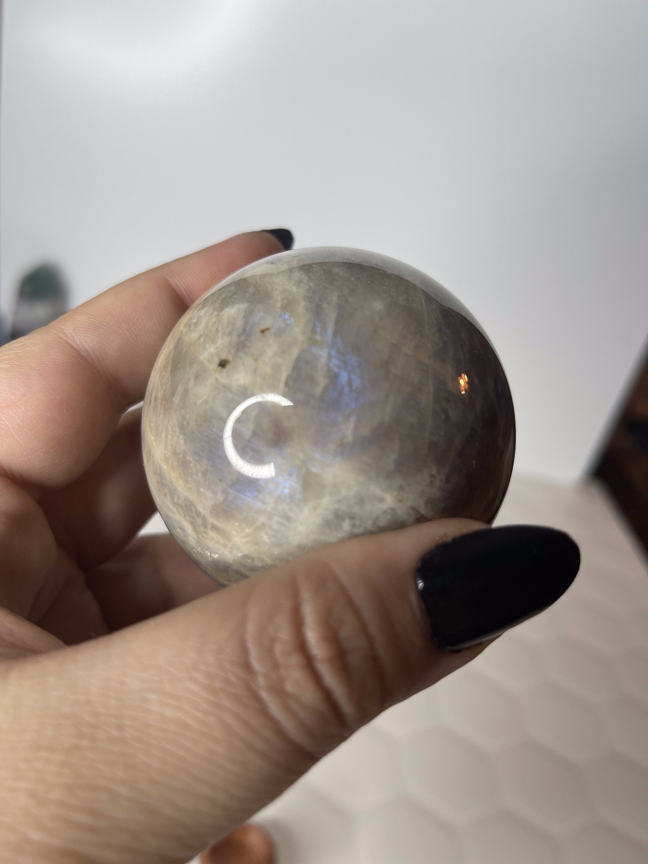 Blue Moonstone and Sunstone Sphere, Healing Sphere