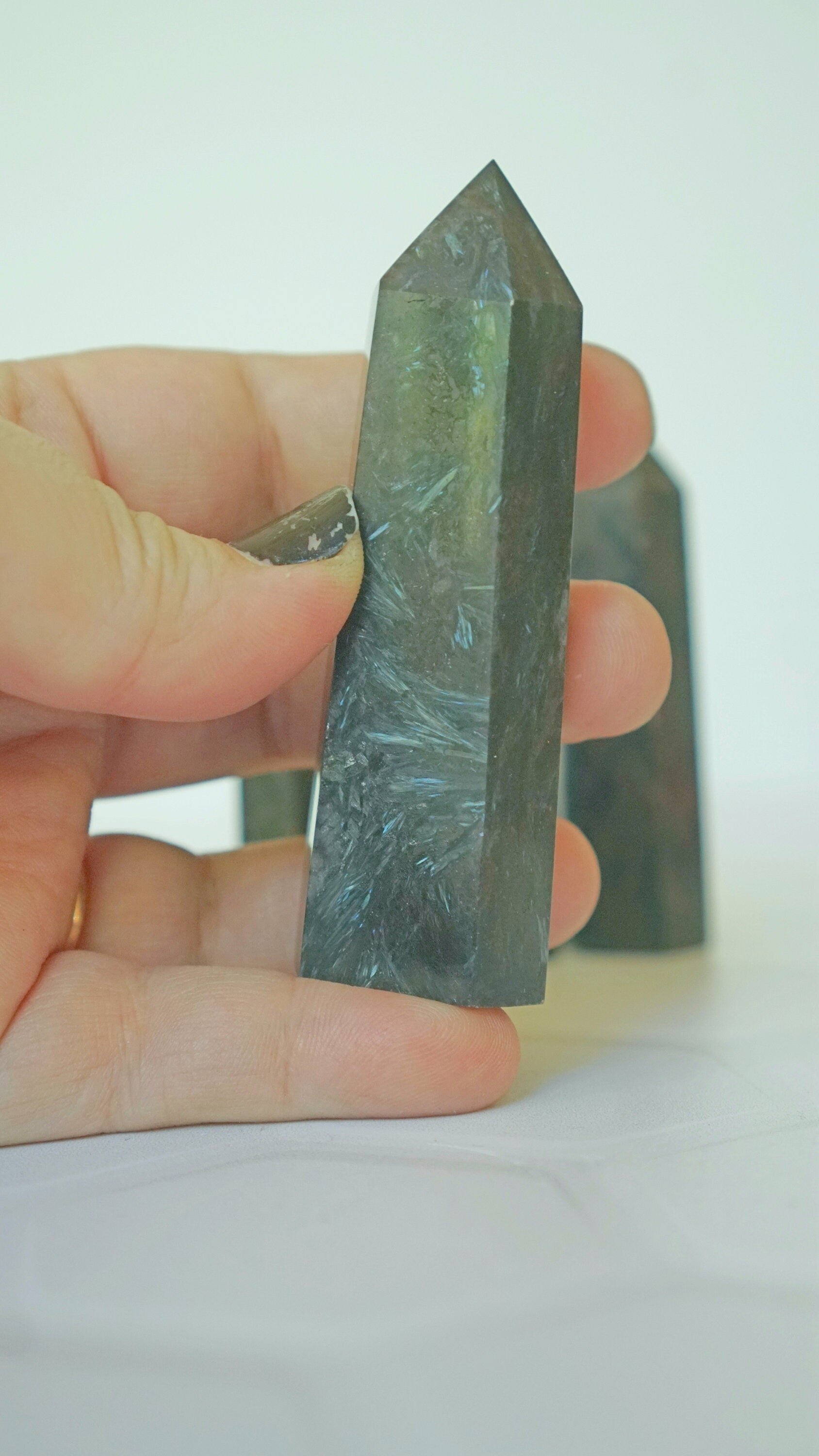 Small Arfvedsonite Astrophyllite Crystal Tower Points Wand Meditation Energy Reiki Healing Crystal Quartz Wellbeing
