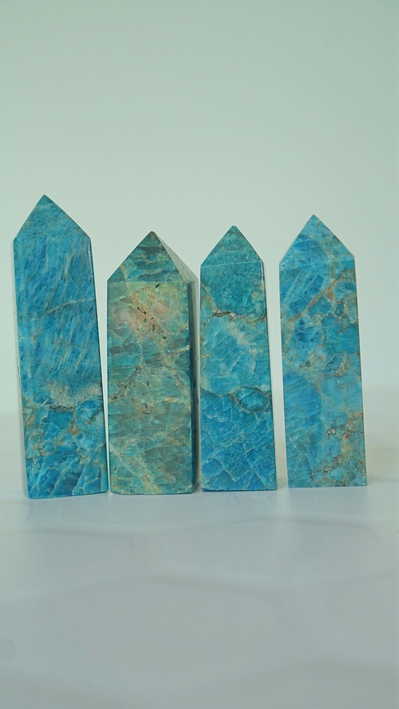 Blue Apatite Small Towers Crystal Polished Carvings