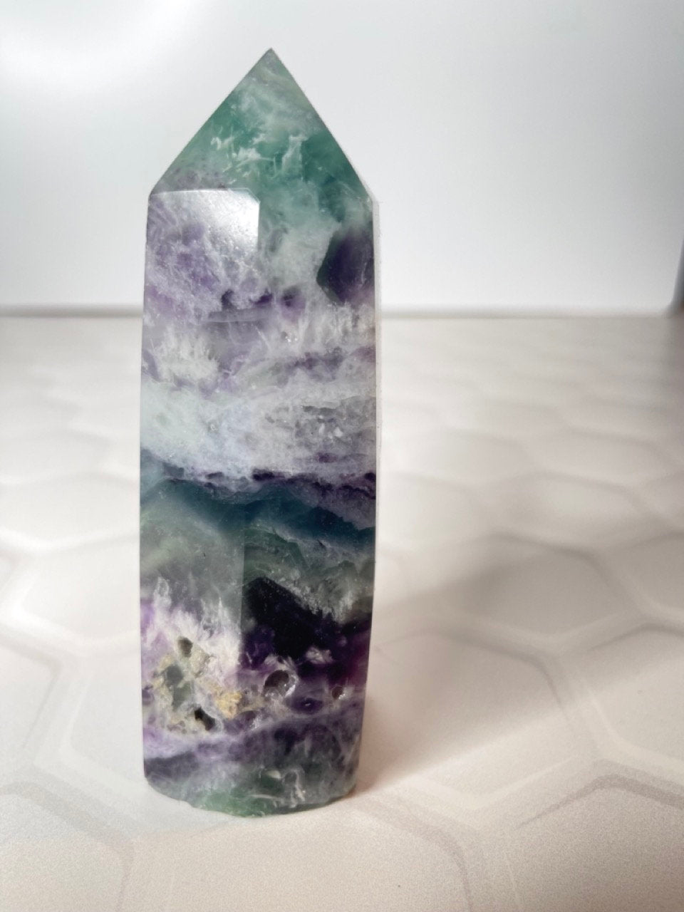 Fluorite Tower Points Rainbow Wand Meditation Energy Reiki Healing Crystal Quartz Obelisk Points Spiritual Protection Energy Reiki