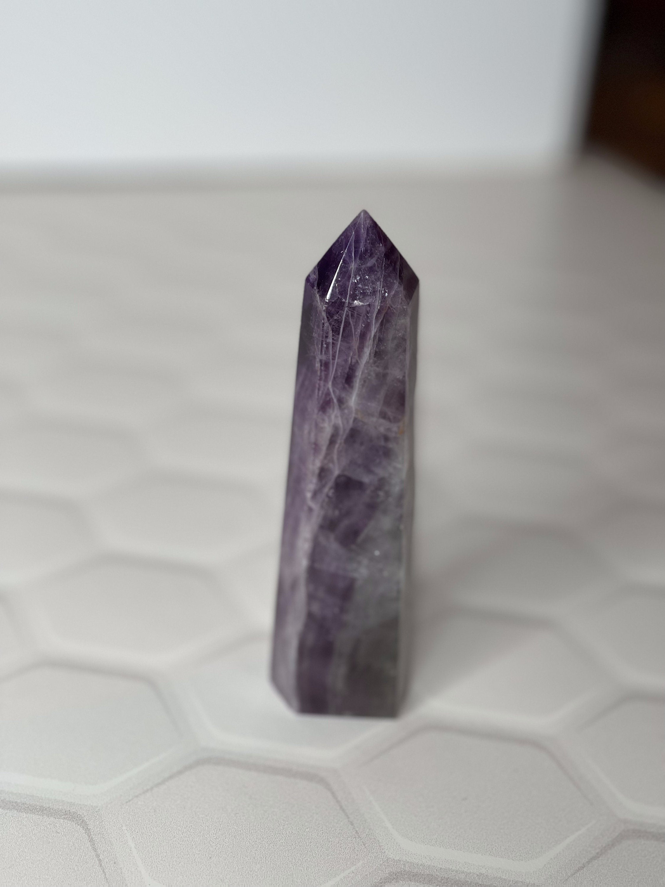 Purple Rainbow Fluorite Points Wand Distant