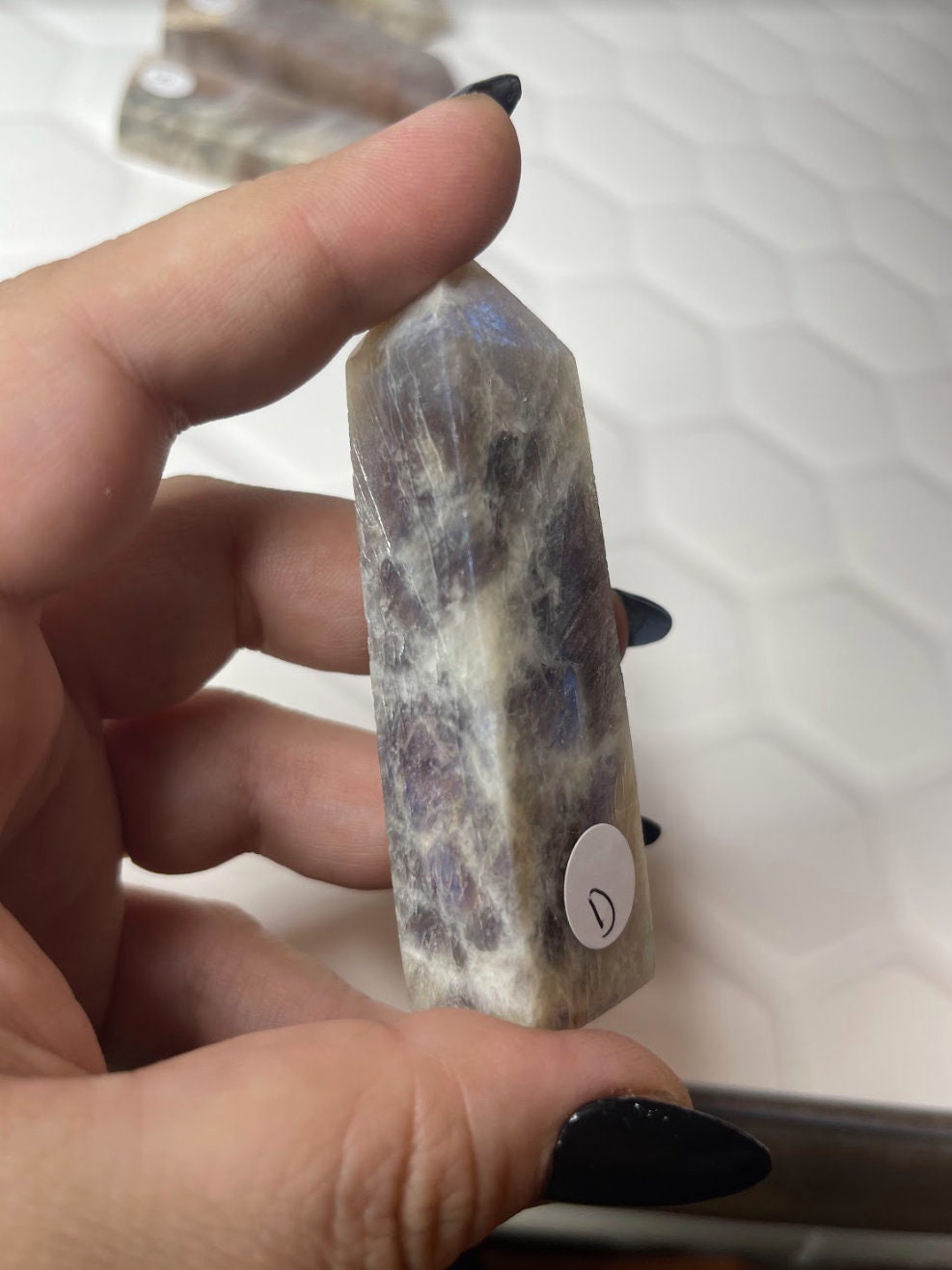 Stunning Blue Flash Moonstone Crystal Tower Natural Moonstone Healing Crystal Point Polished Moonstone Stone