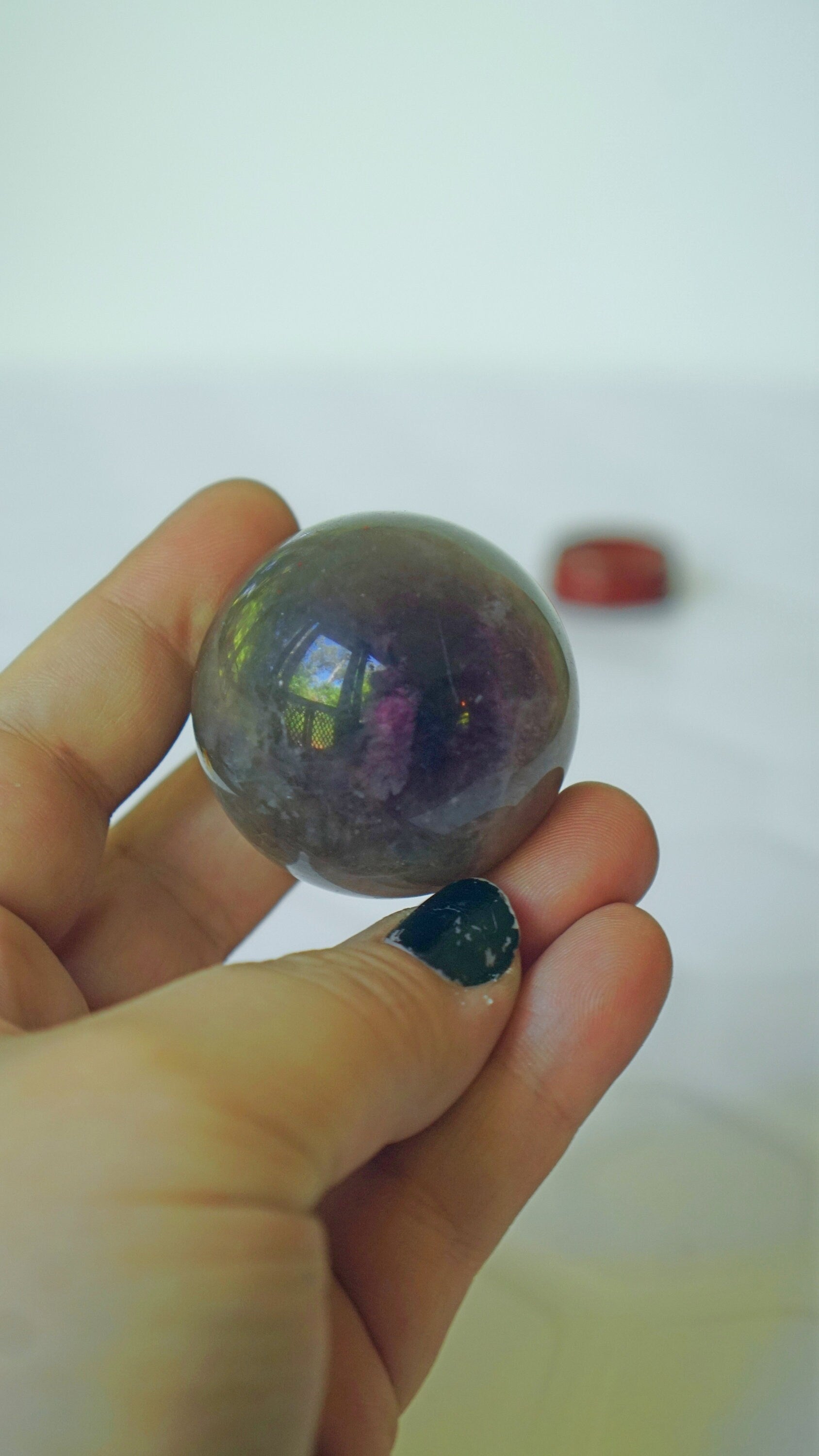 Small Dark Purple Striped Fluorite Sphere