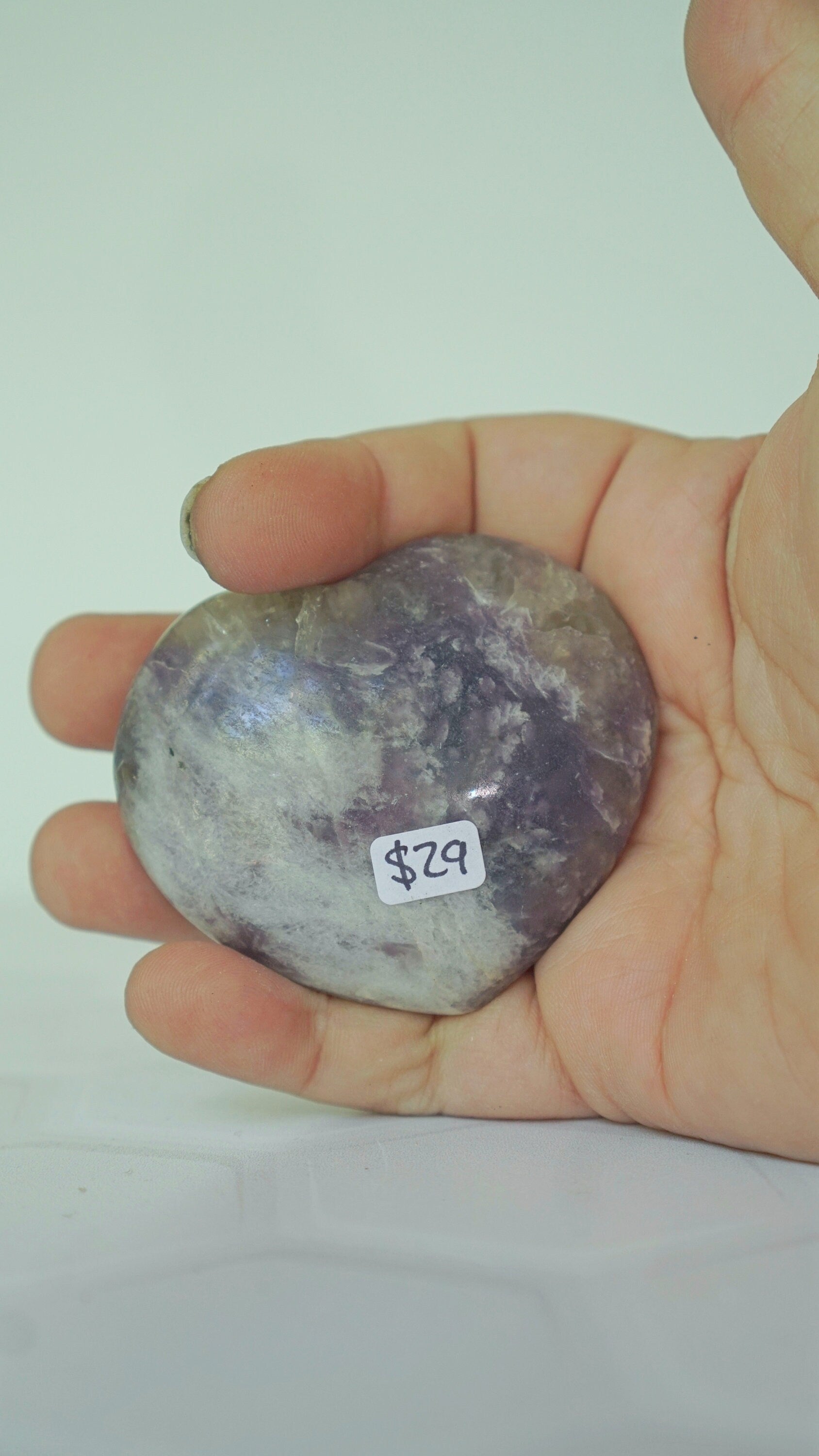 Lepidolite Smoky Quartz Heart Polished Palm Stone