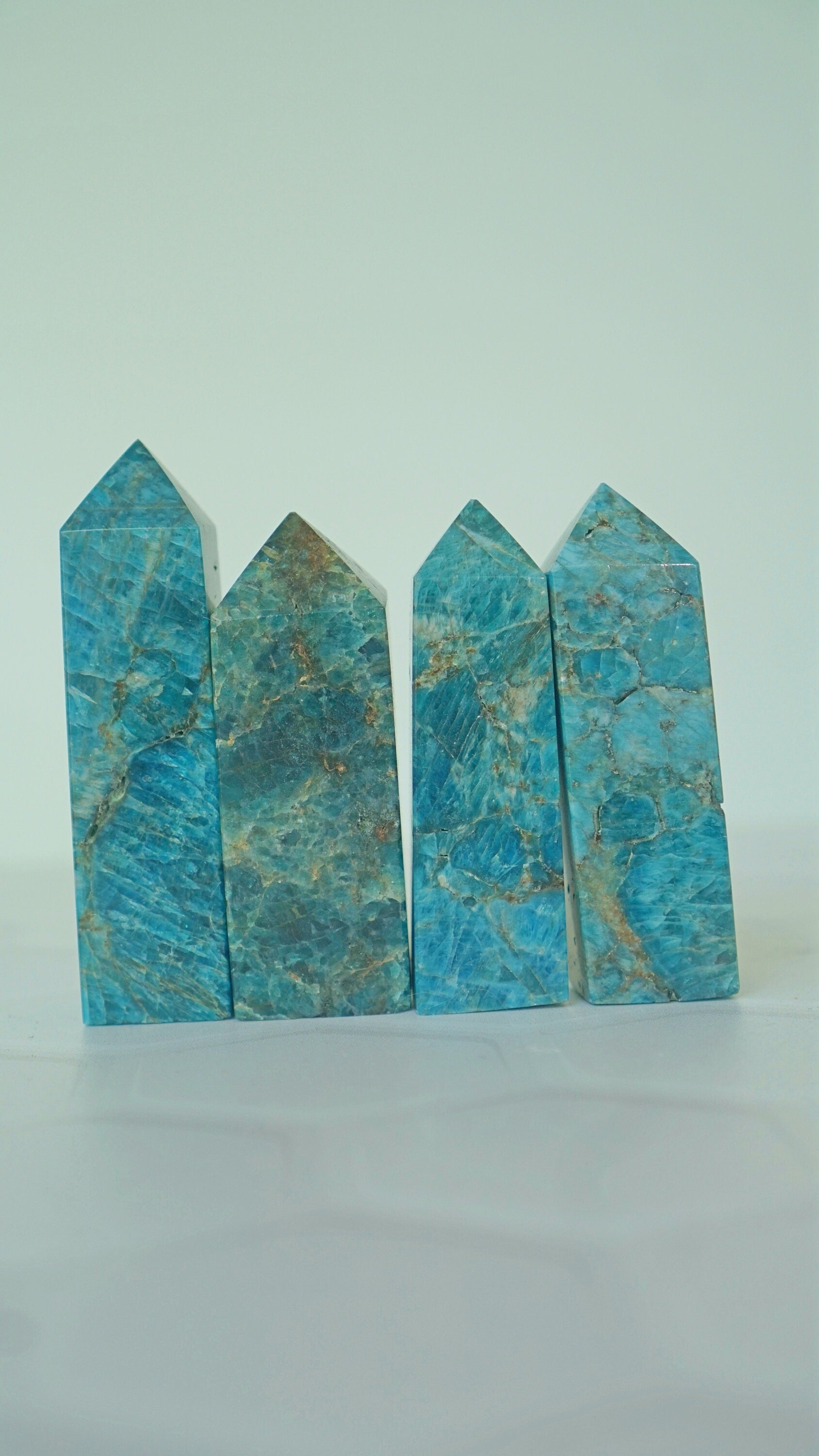 Blue Apatite Small Towers Crystal Polished Carvings