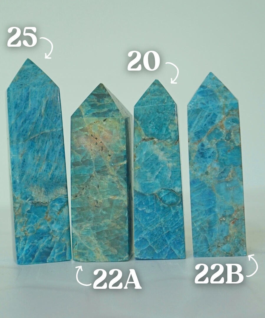 Blue Apatite Small Towers Crystal Polished Carvings