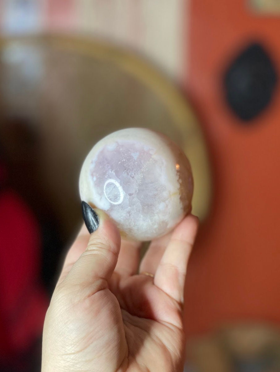 Druzy Pink Amethyst Agate Crystal Sphere, Healing Sphere, Crystal Sphere, Chakra Healing, Reiki Healing Altar Calm Trust Grace