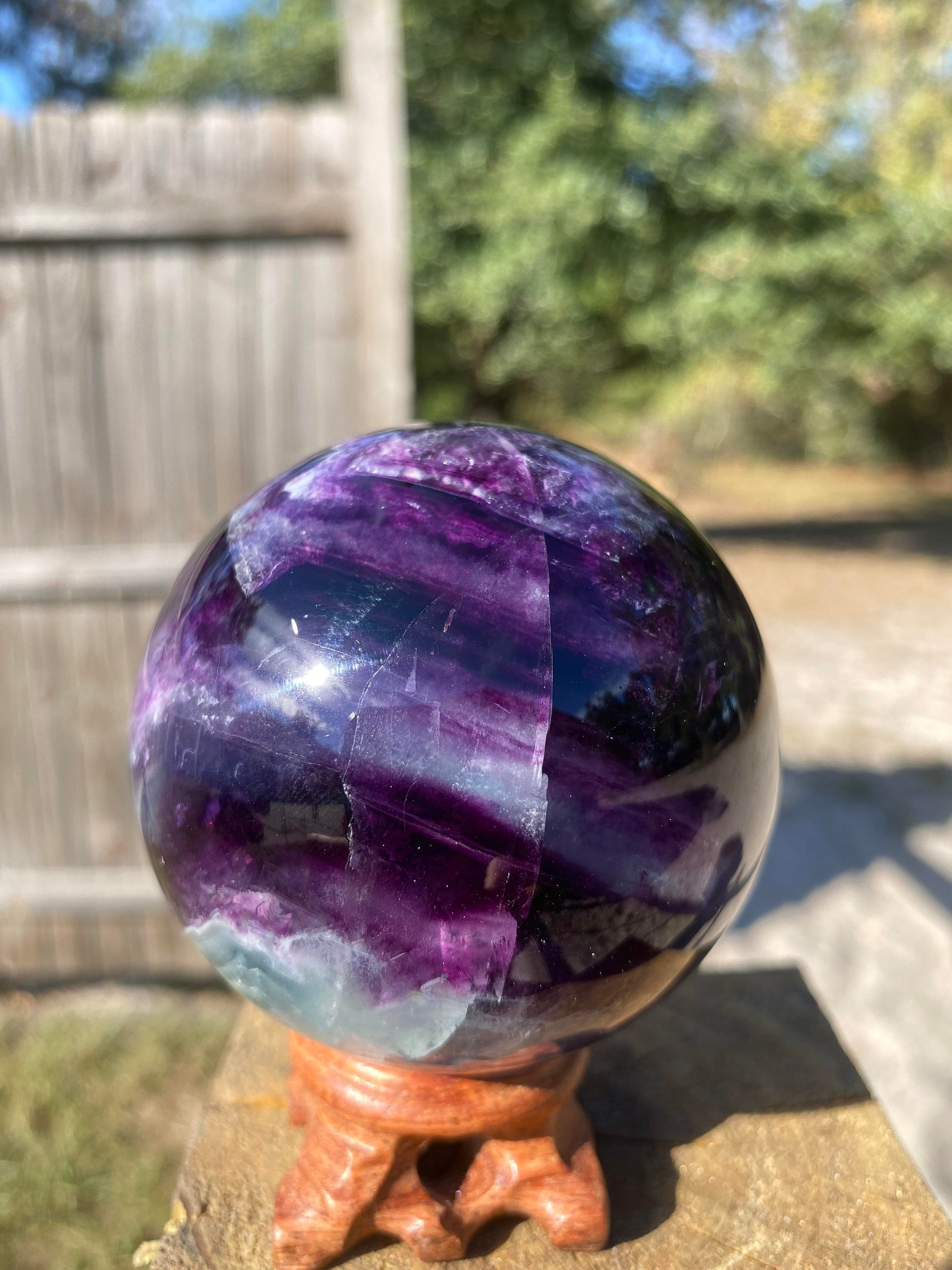Rainbow Fluorite Sphere With Stand close