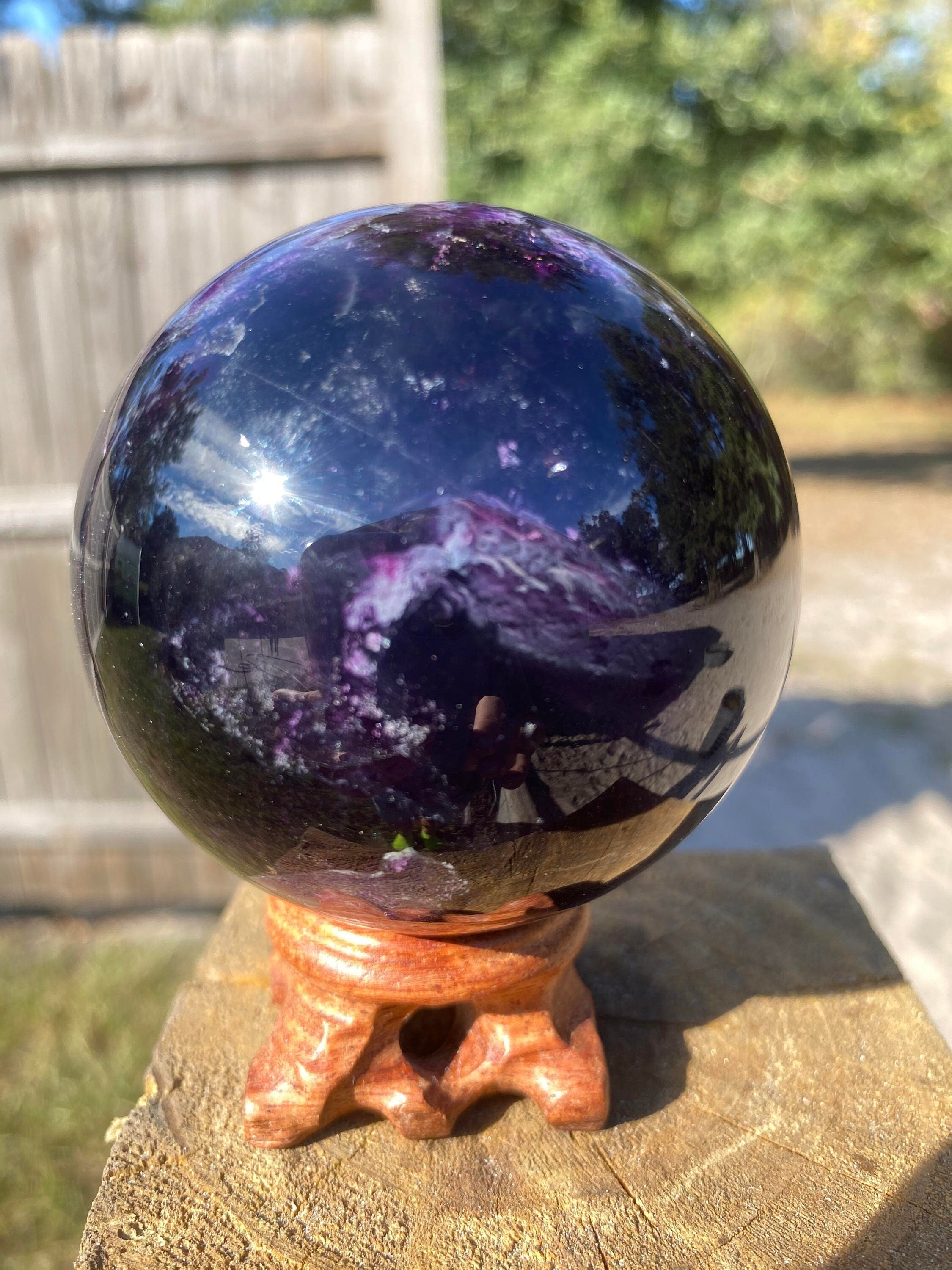 Rainbow Fluorite Sphere With Stand Beautiful Fluorite Ball Cleansing Chakras Altar Stability Concentration Healing