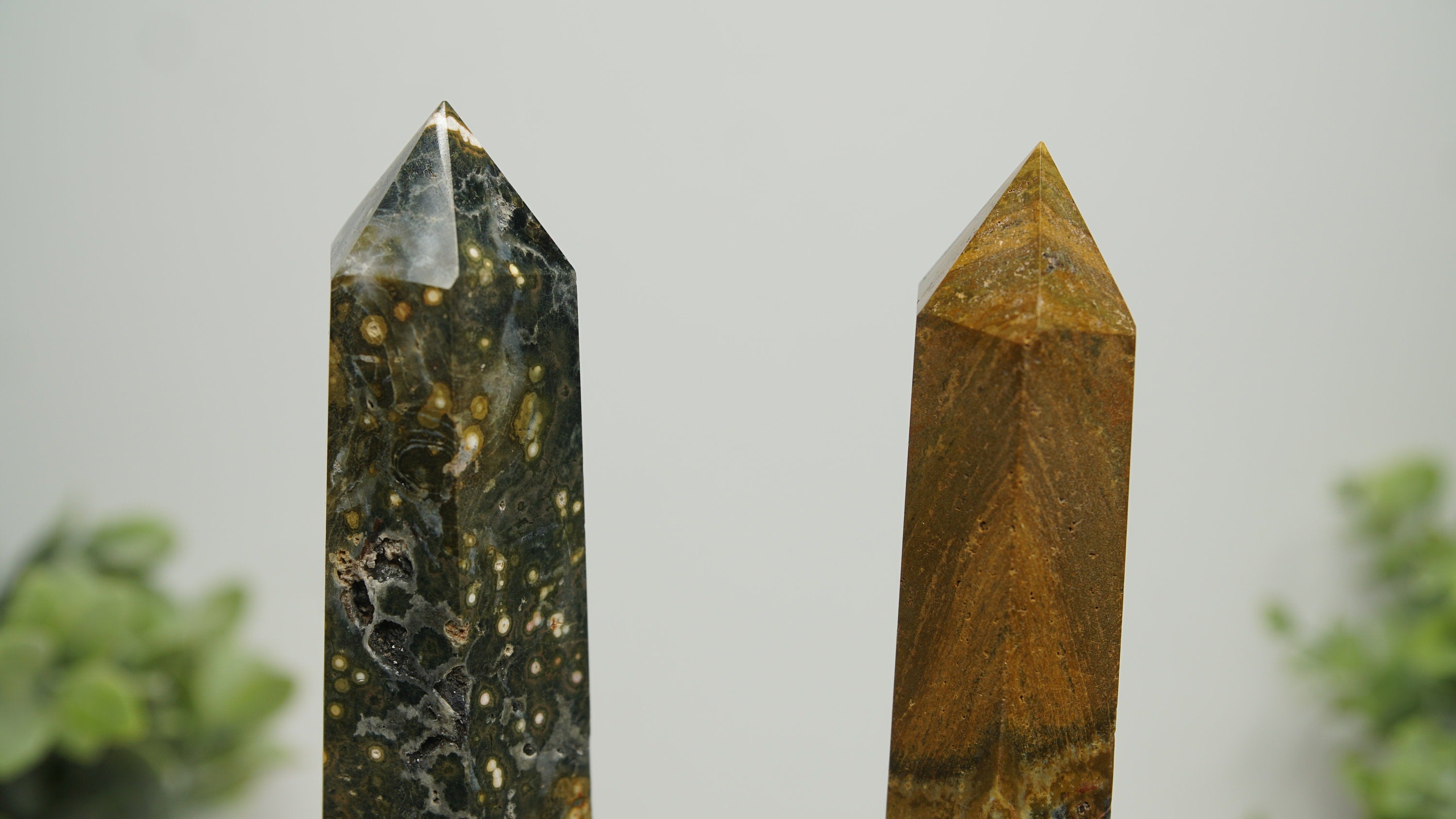 Ocean Jasper Crystal Tower Points Wand Spiritual Meditation Energy Reiki Quartz Stone Points Healing Love