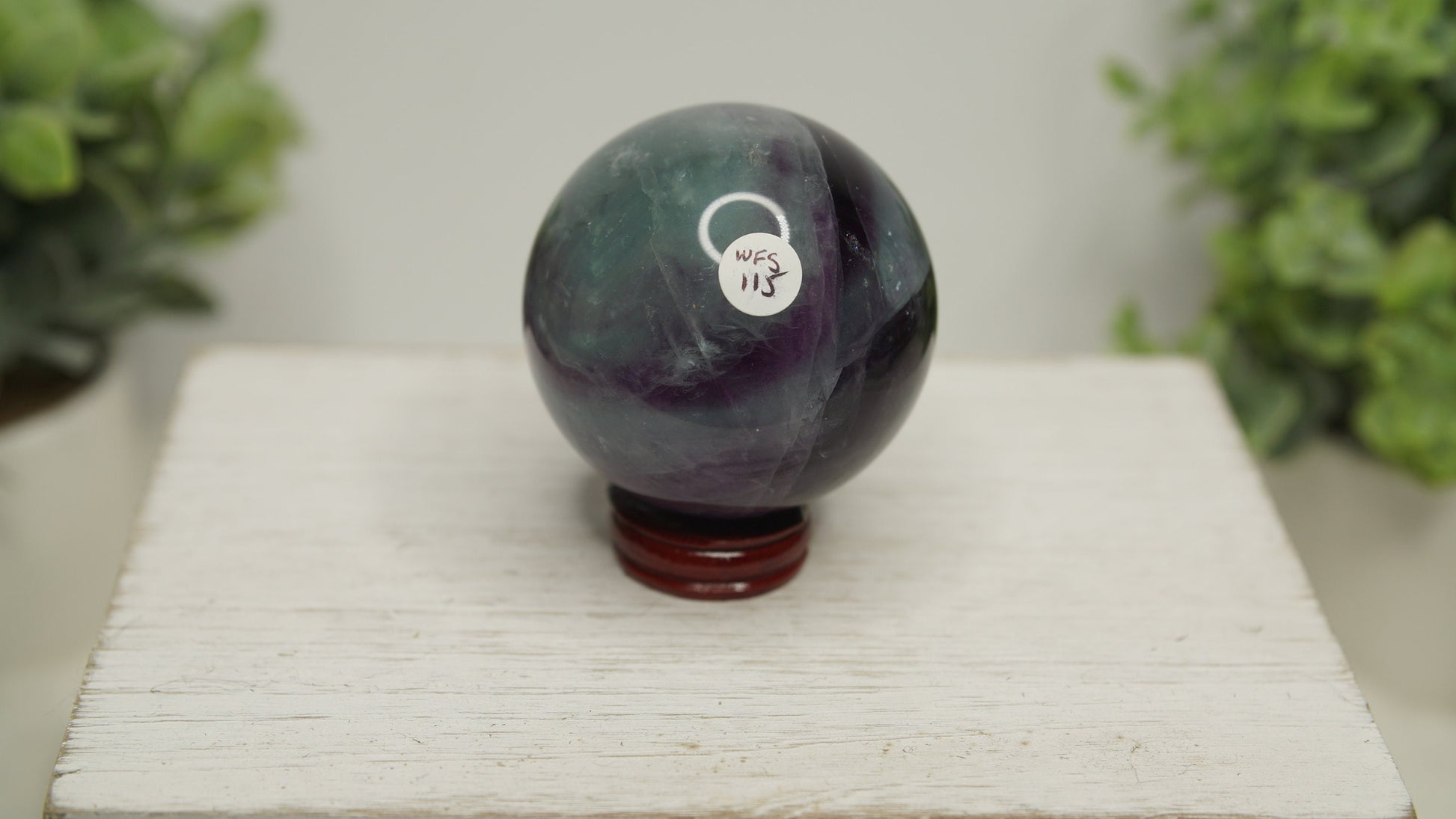 Watermelon Fluorite Crystal Sphere With Stand Healing Stone Reiki Energy Feng Shui Home Office