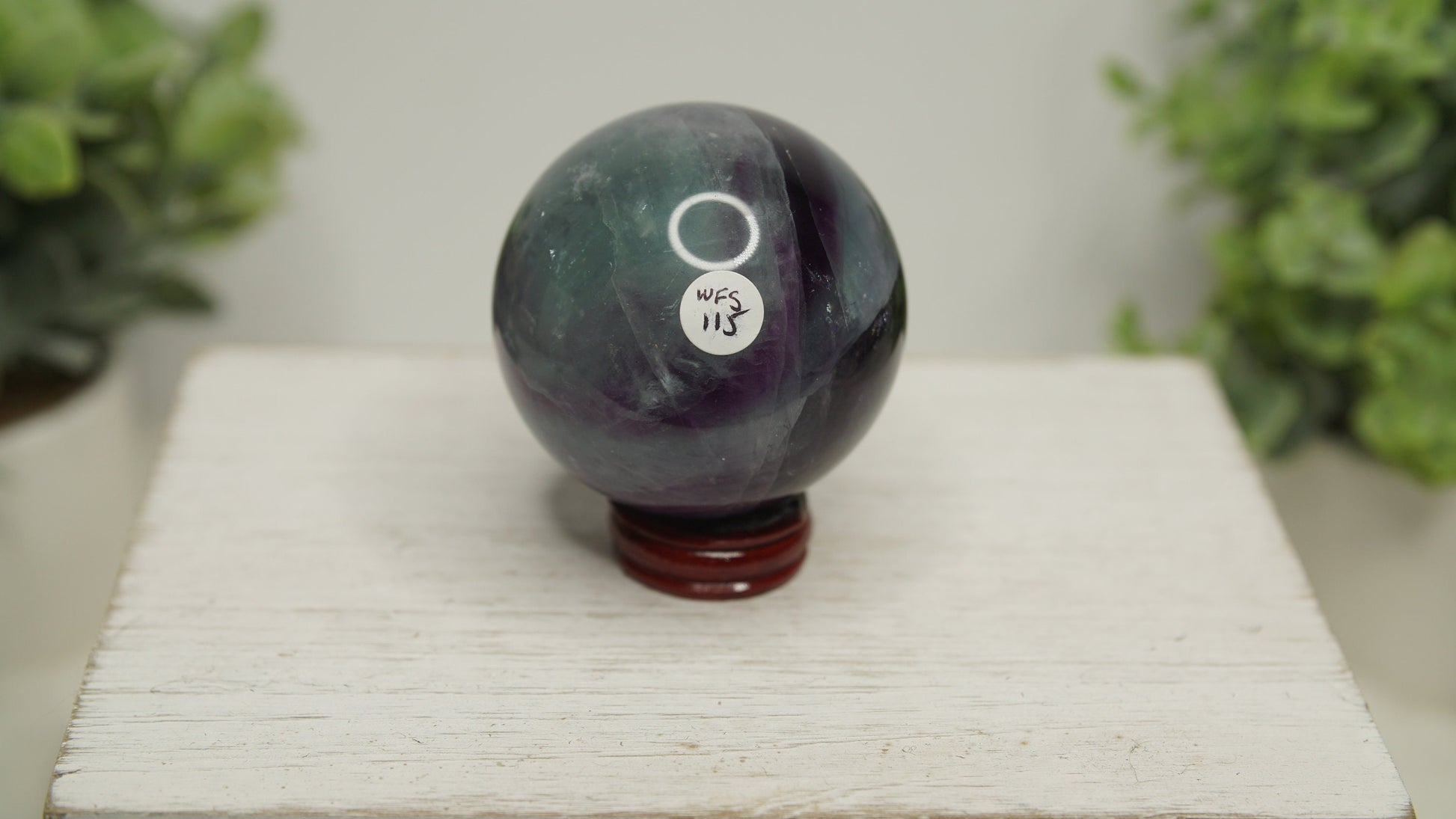 Watermelon Fluorite Crystal Sphere With Stand Healing Stone Reiki Energy Feng Shui Home Office