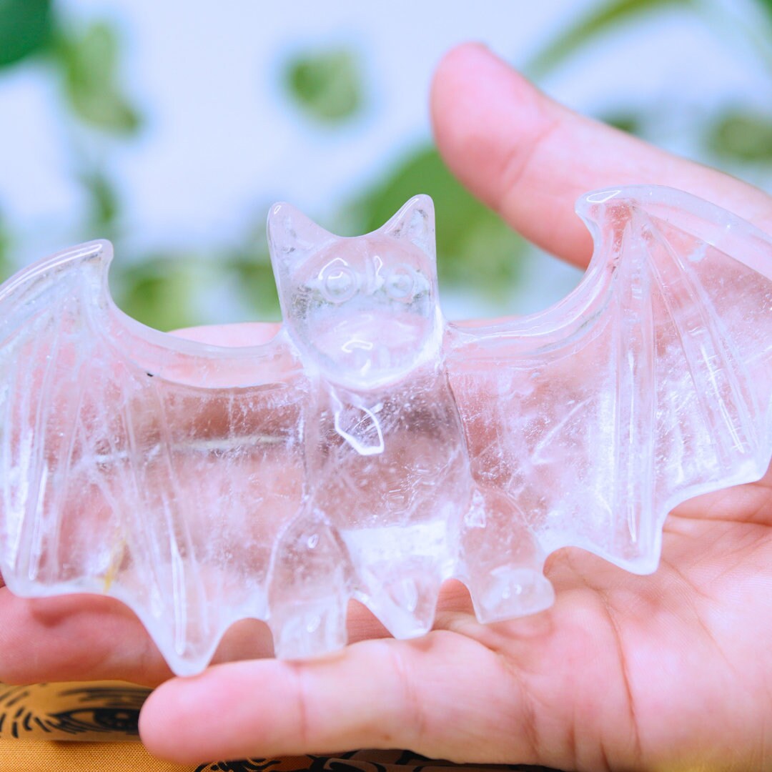 Clear Quartz Bat Crystal Carving