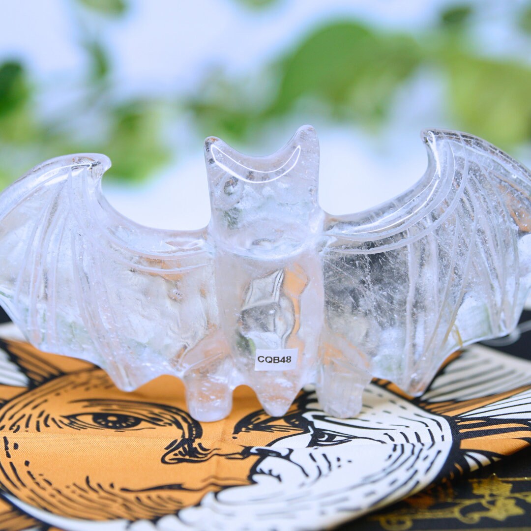 Clear Quartz Bat Crystal Carving