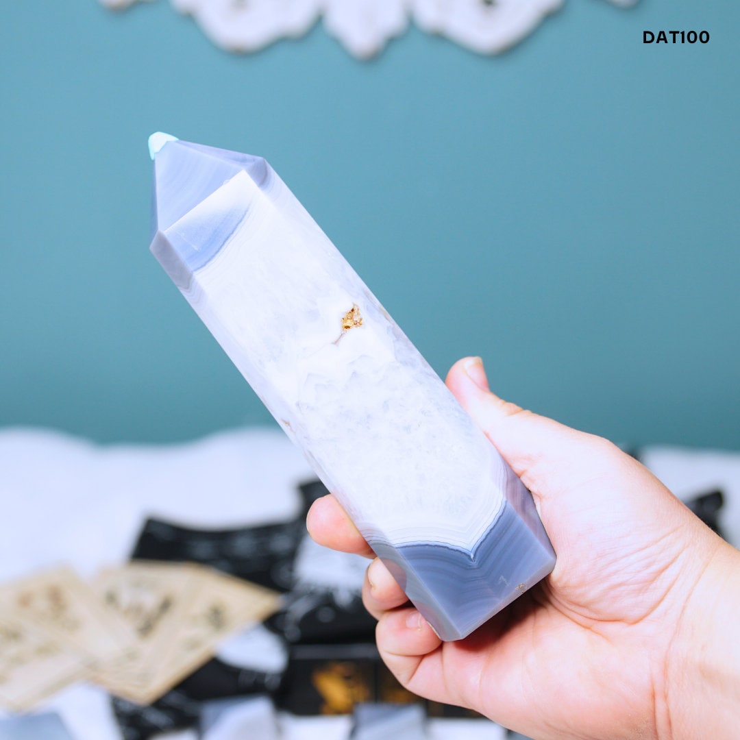 DRUZY Agate Large Tower Banded Agate Stone Stunning Statement Piece Home Decor High Quality Large Crystal Reiki Energy Calm Balance