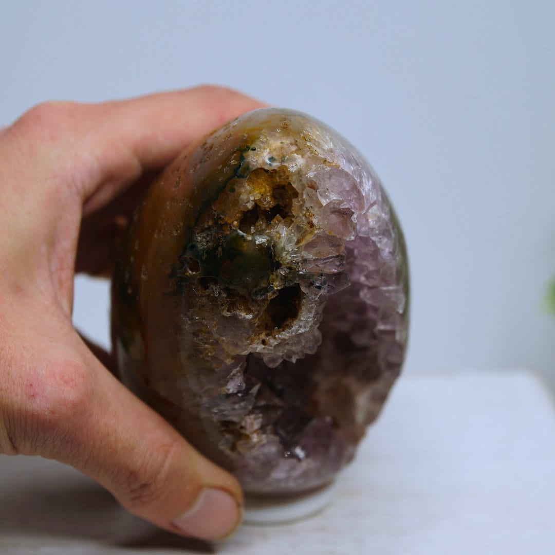 Large Druzy Agate Amethyst Quartz Egg