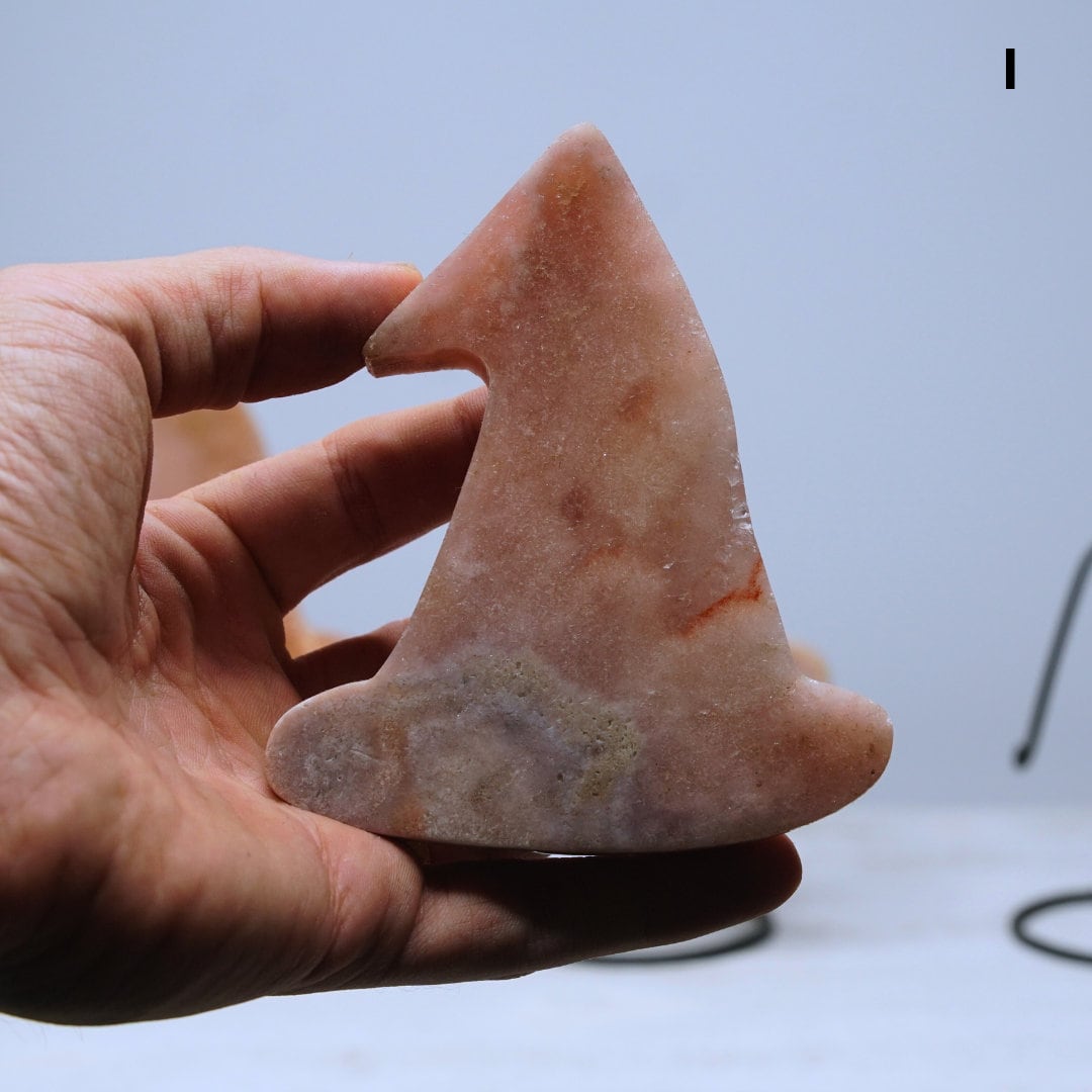 Pink Amethyst Crystal Witch Hat Carving On Stand From Brazil Reiki Altar Feng Shui Healing Protection