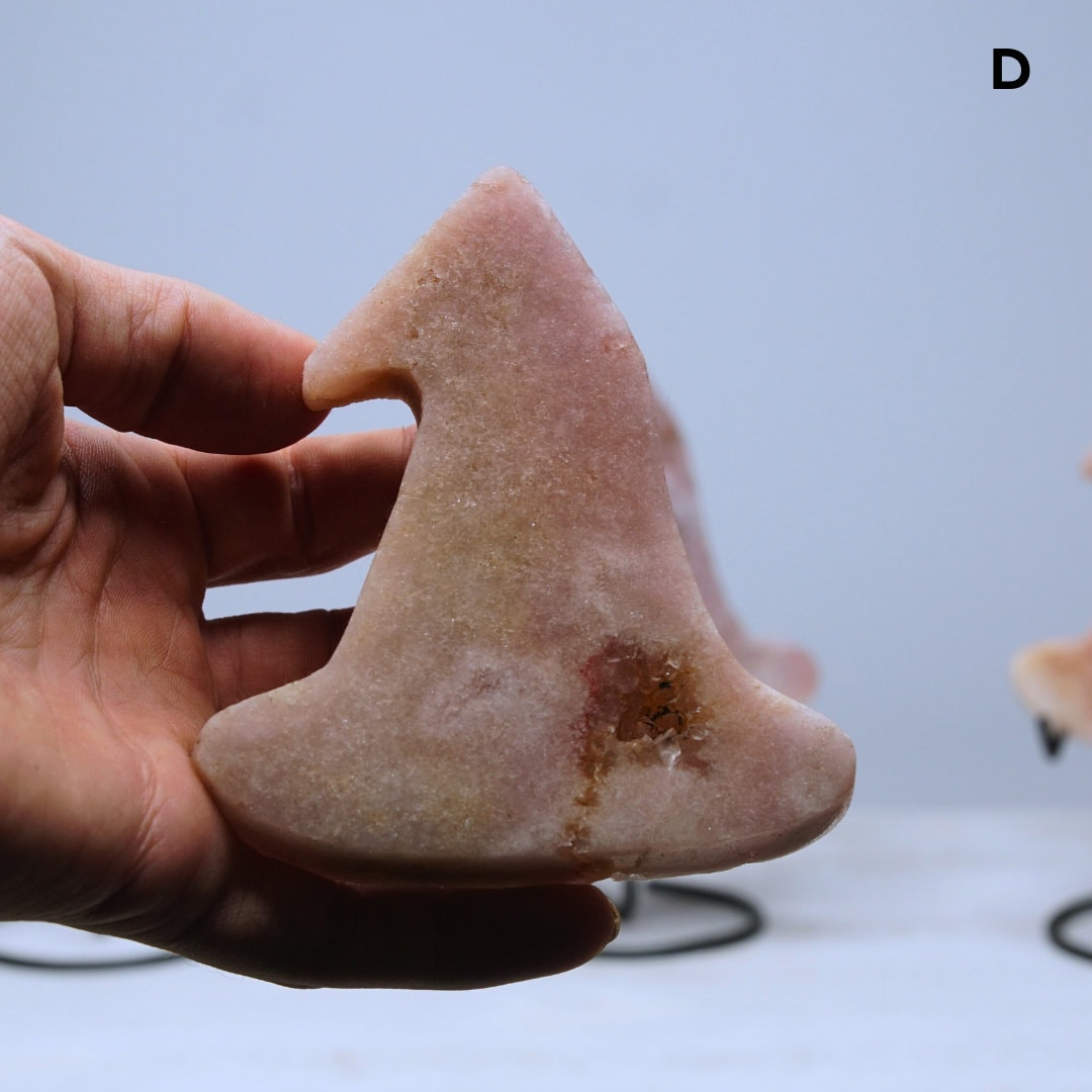 Pink Amethyst Crystal Witch Hat Carving On Stand From Brazil Reiki Altar Feng Shui Healing Protection
