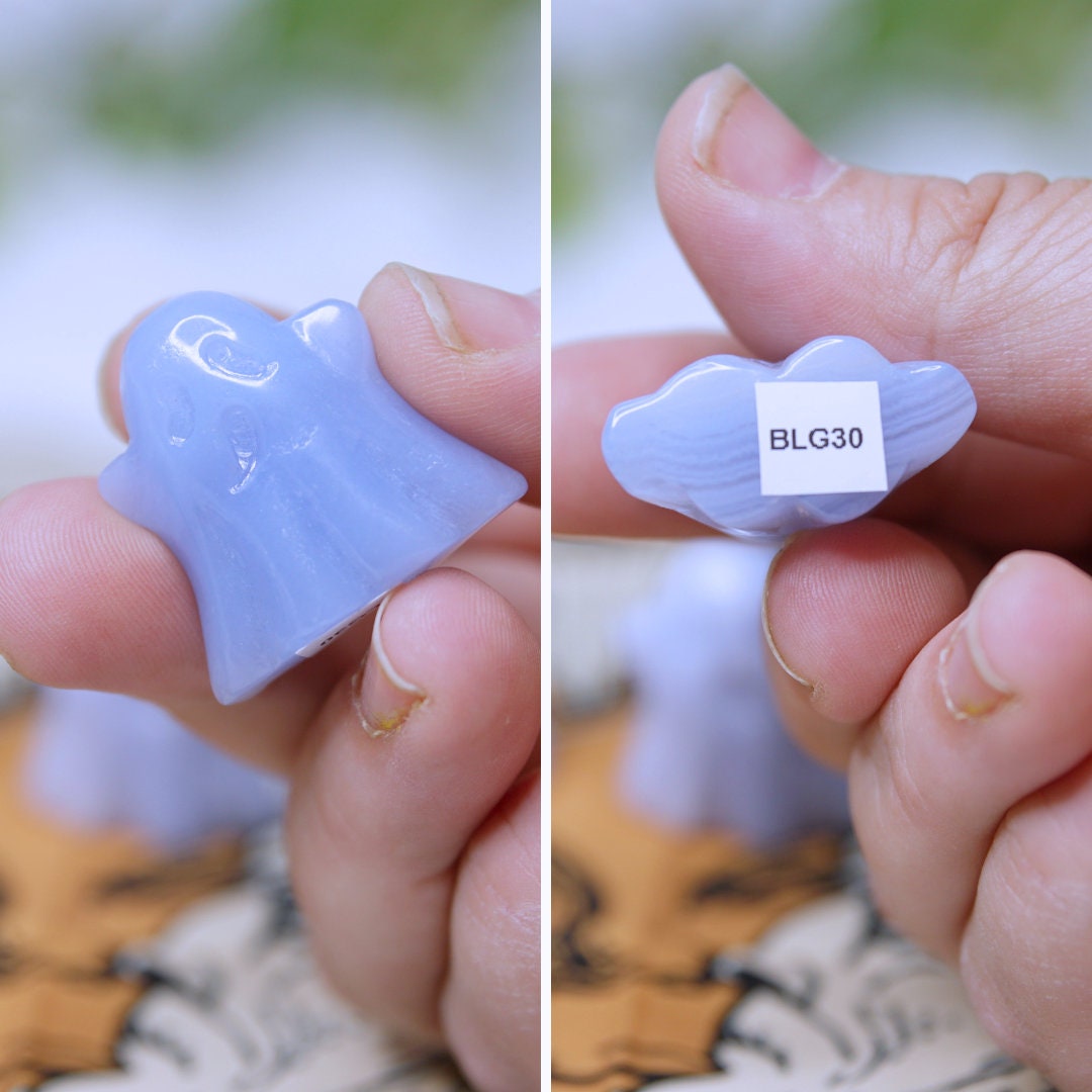 Blue Lace Agate Ghost Crystal Carving