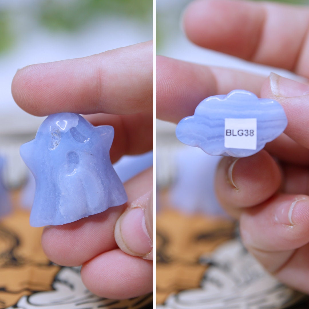 Blue Lace Agate Ghost Crystal Carving