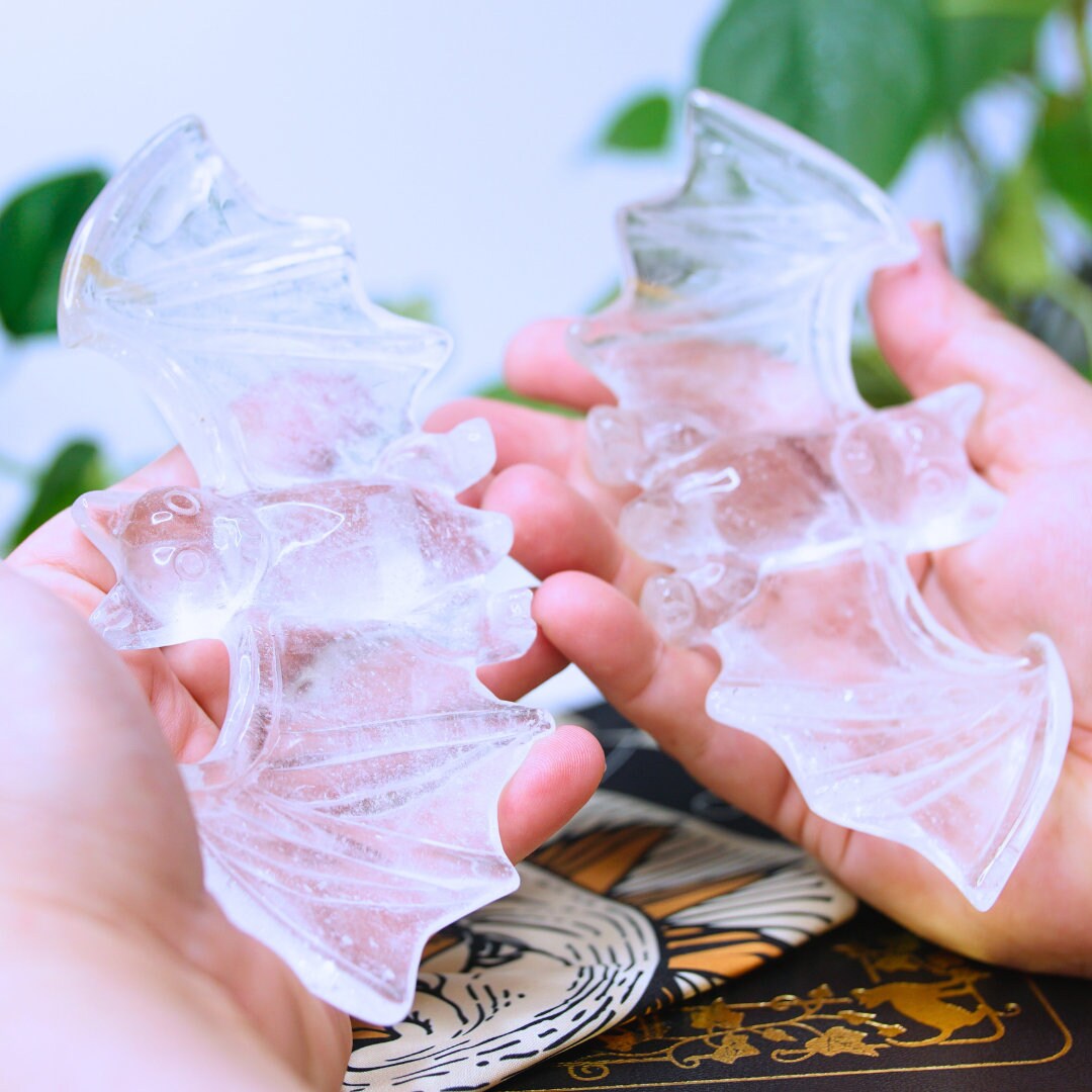 Clear Quartz Bat Crystal Carving