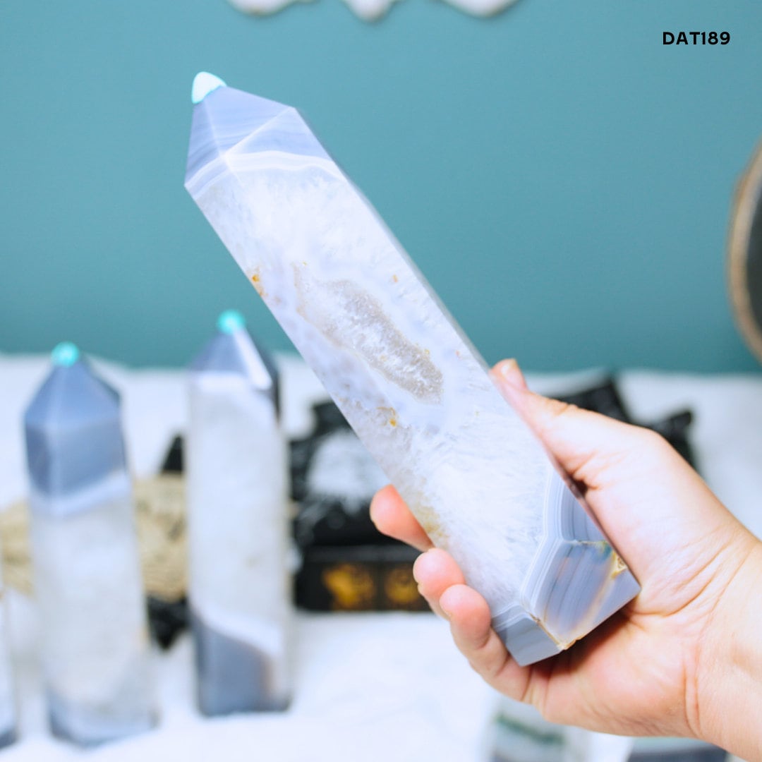 DRUZY Agate Large Tower Banded Agate Stone Stunning Statement Piece Home Decor High Quality Large Crystal Reiki Energy Calm Balance