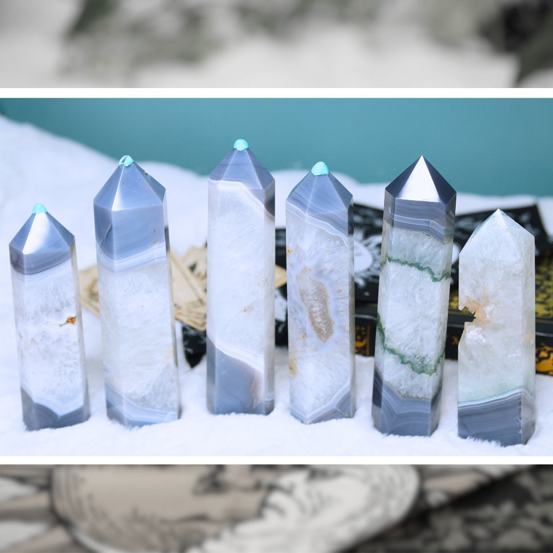 DRUZY Agate Large Tower Banded Agate Stone Stunning Statement Piece Home Decor High Quality Large Crystal Reiki Energy Calm Balance