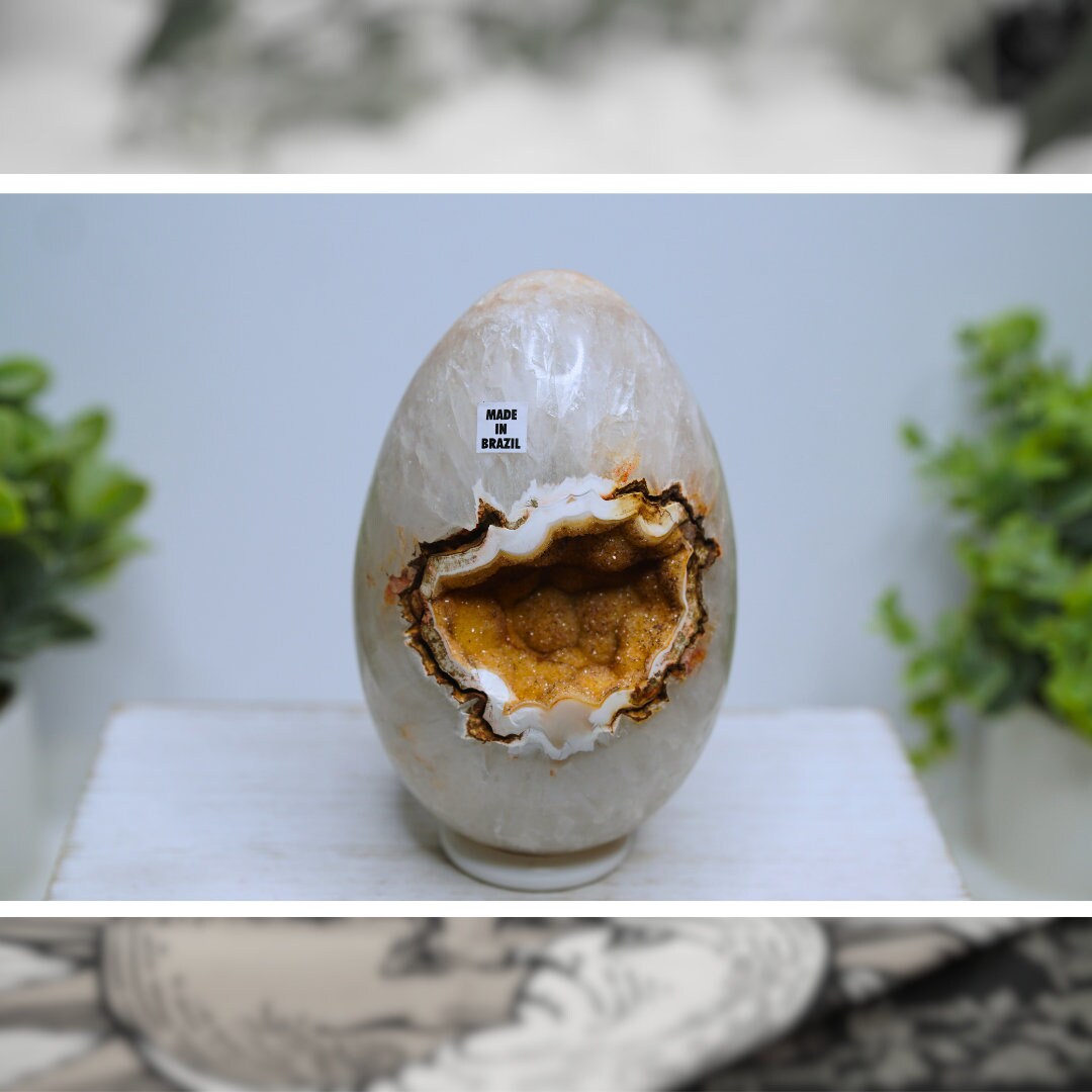 Large Druzy Agate Quartz Egg Crystal Egg Home Office Decor Housewarming Healing Gift Altar Reiki