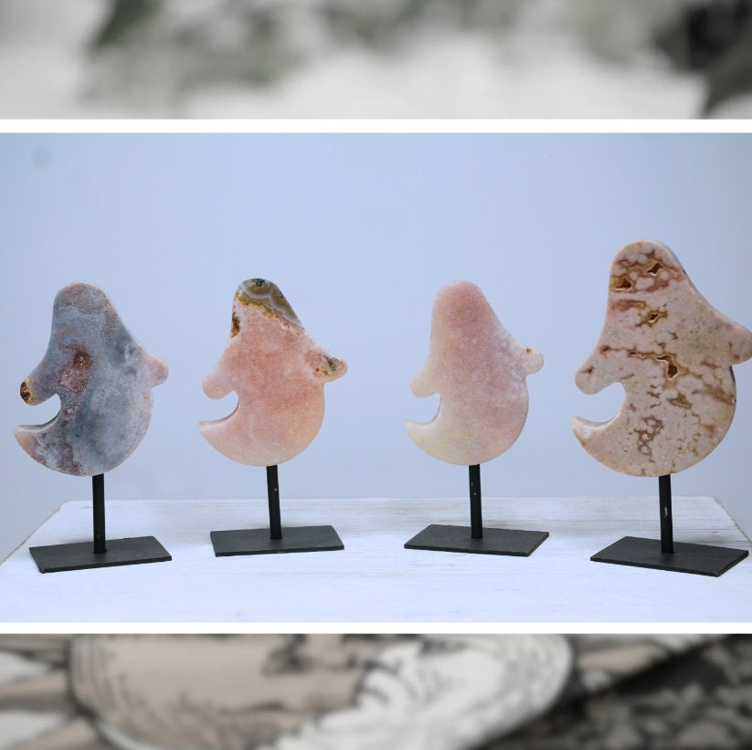 Pink Amethyst Ghost Carving On Stand From Brazil Intuitively Selected