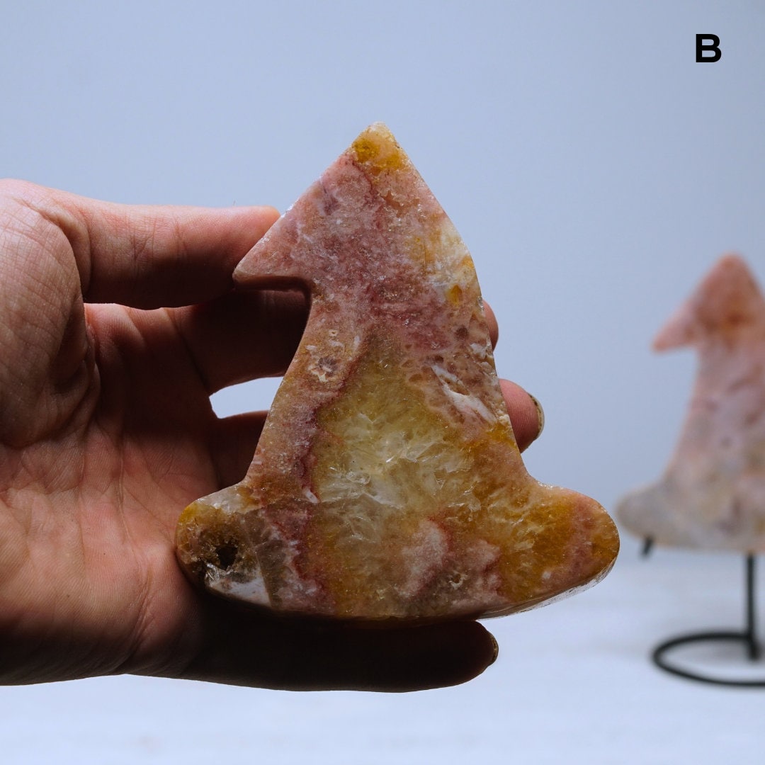 Pink Amethyst Crystal Witch Hat Carving On Stand From Brazil Reiki Altar Feng Shui Healing Protection