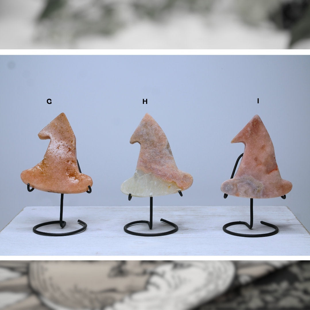 Pink Amethyst Crystal Witch Hat Carving On Stand From Brazil Reiki Altar Feng Shui Healing Protection