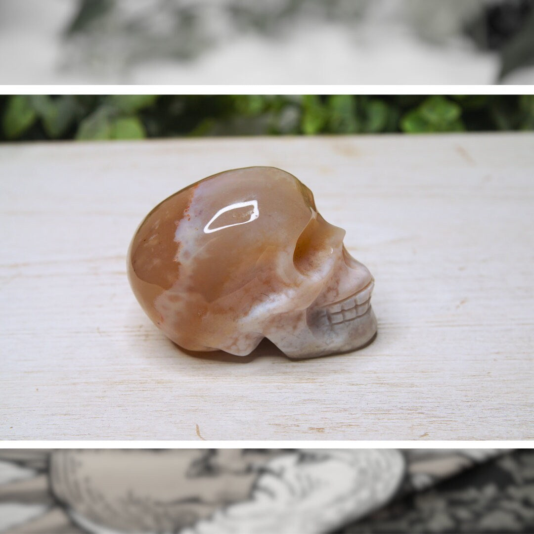 Flower Agate Skull Crystal High Quality, Manifestation Agate Stone Sphere Alter Healing Reiki Metaphysical Gift Feng Shui