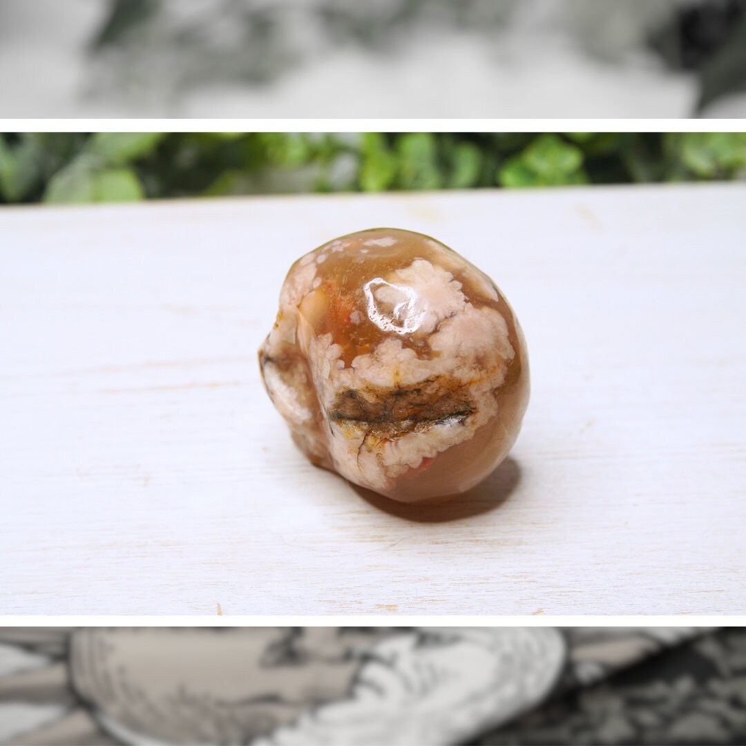Crystal Skull Flower Agate Carving High Quality, Manifestation Agate Stone Sphere Alter Healing Reiki Metaphysical Gift Feng Shui