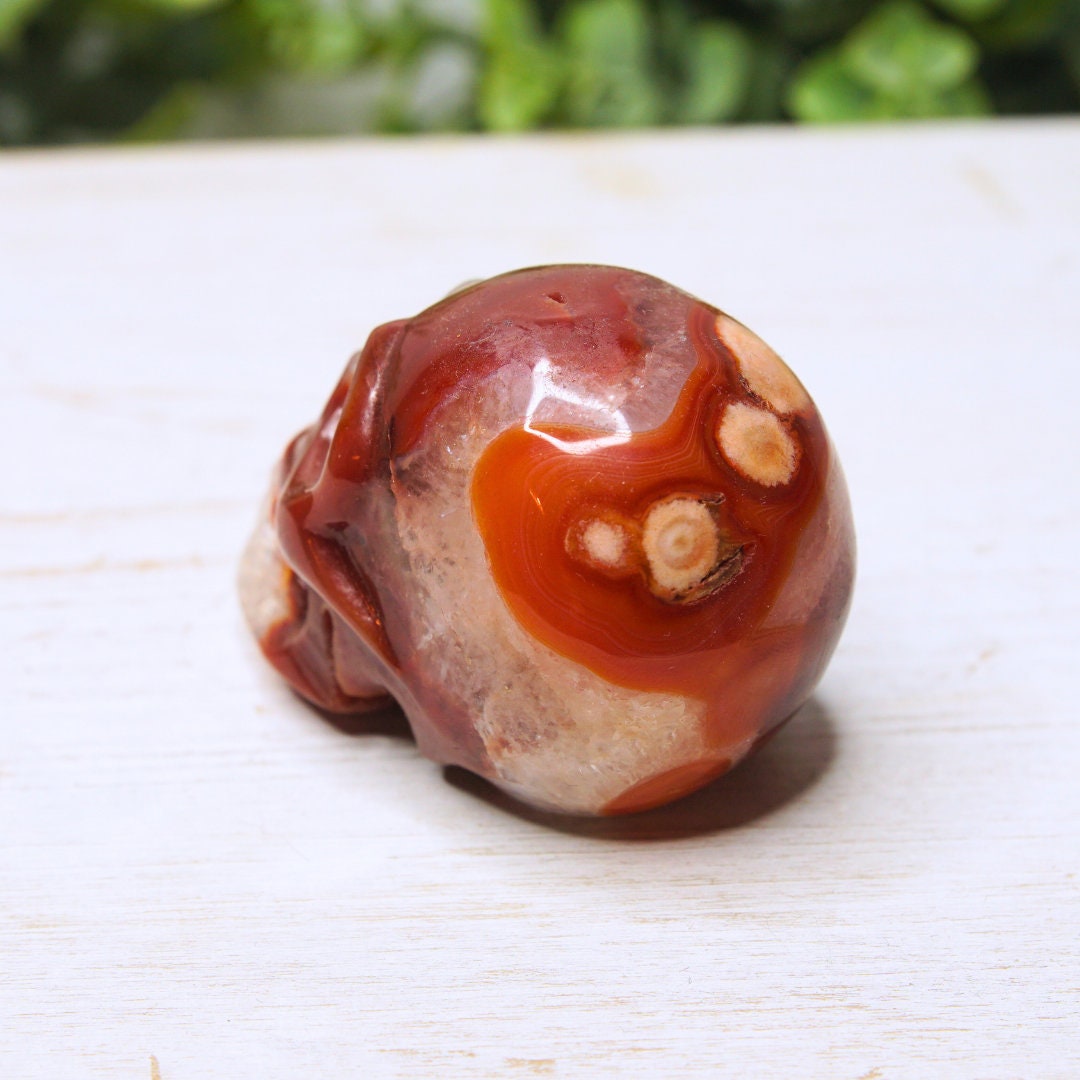 Red Carnelian Crystal Agate Flower Agate Skull Stone Carving Sculpture Healing Altar Reiki Feng Shui Altar