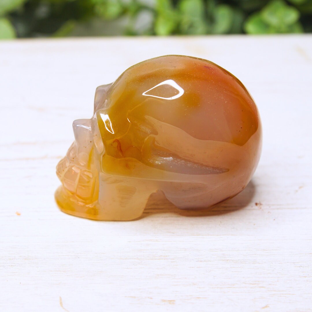 Agate Red Carnelian Crystal Skull Carving Human Sculpture Root, Sacral, Solar Plexus Chakra, Reiki Altar Energy Feng Shui