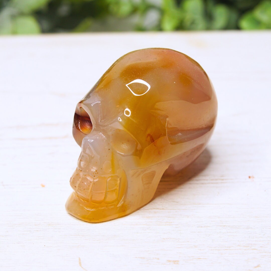 Agate Red Carnelian Crystal Skull Carving Human Sculpture Root, Sacral, Solar Plexus Chakra, Reiki Altar Energy Feng Shui