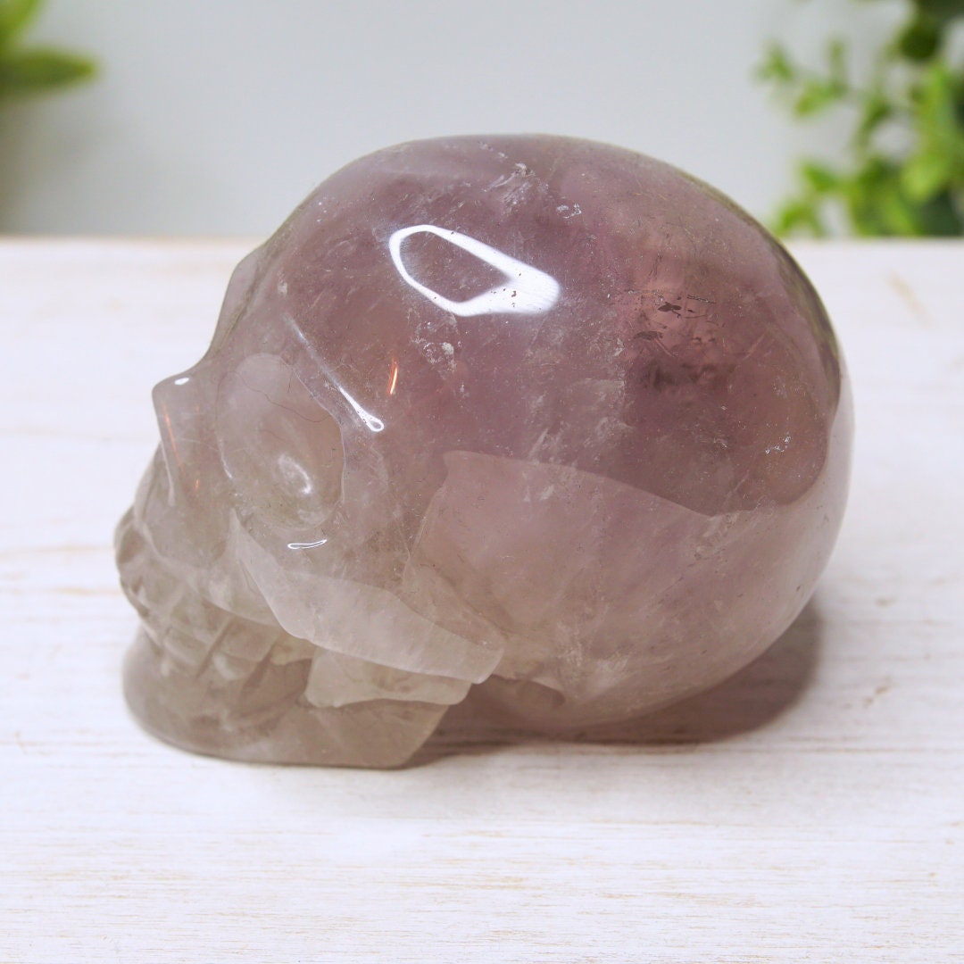 Lavender Amethyst Crystal Skull Carving Healing Stone Altar Feng Shui Altar Energy