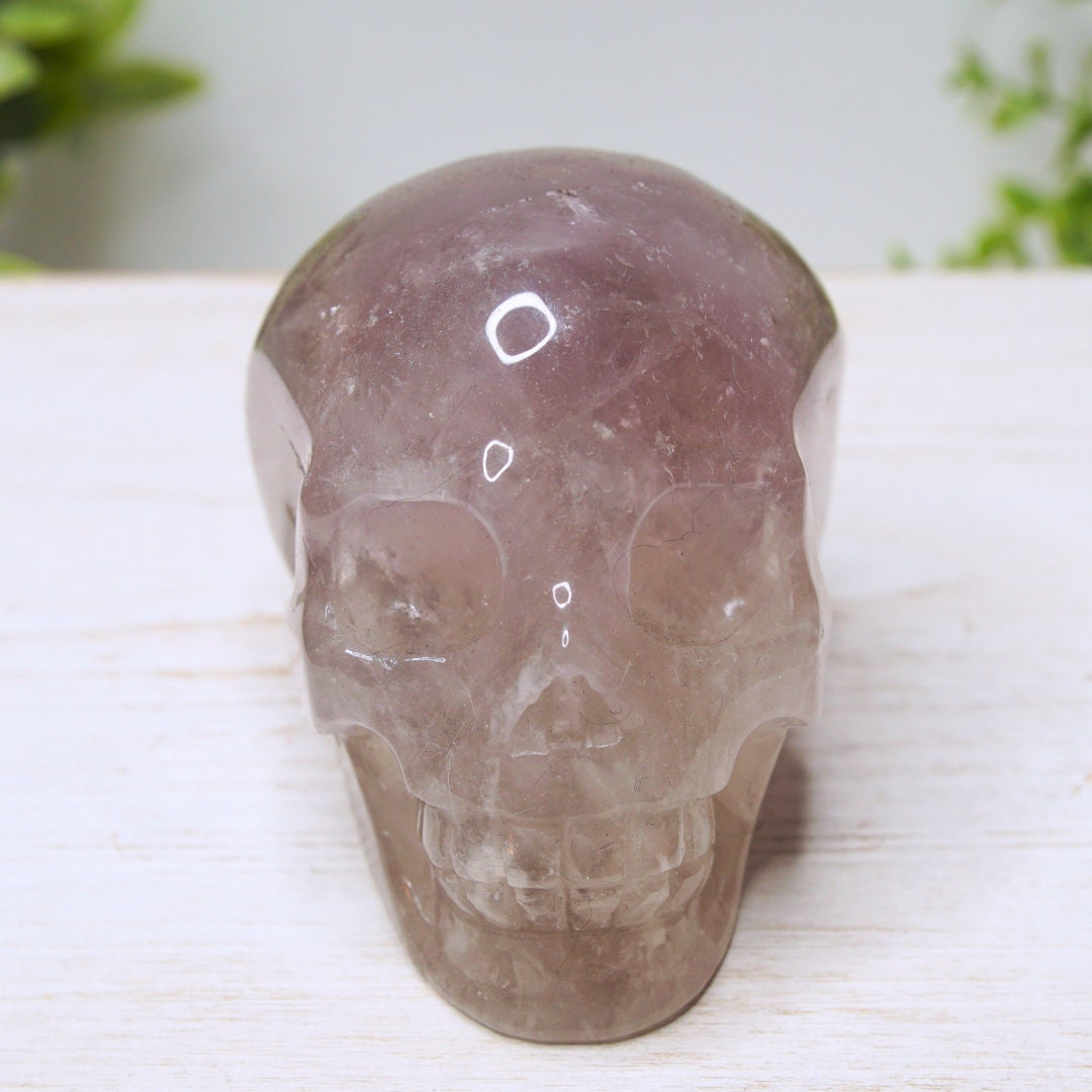 Lavender Amethyst Crystal Skull Carving Healing Stone Altar Feng Shui Altar Energy