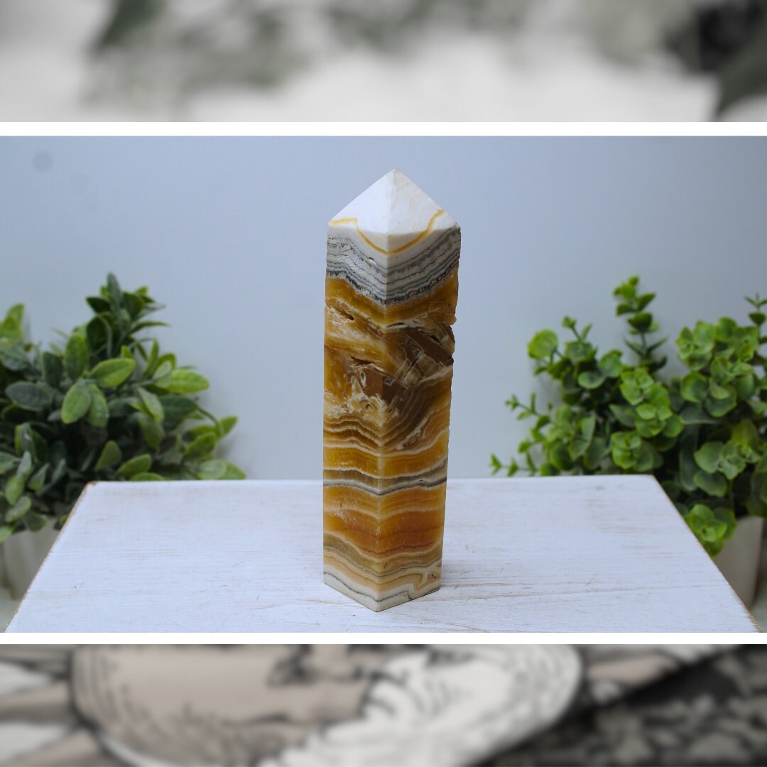 CLEARANCE Orange Calcite Tower Crystal Wand Point Gemstone (was 45)