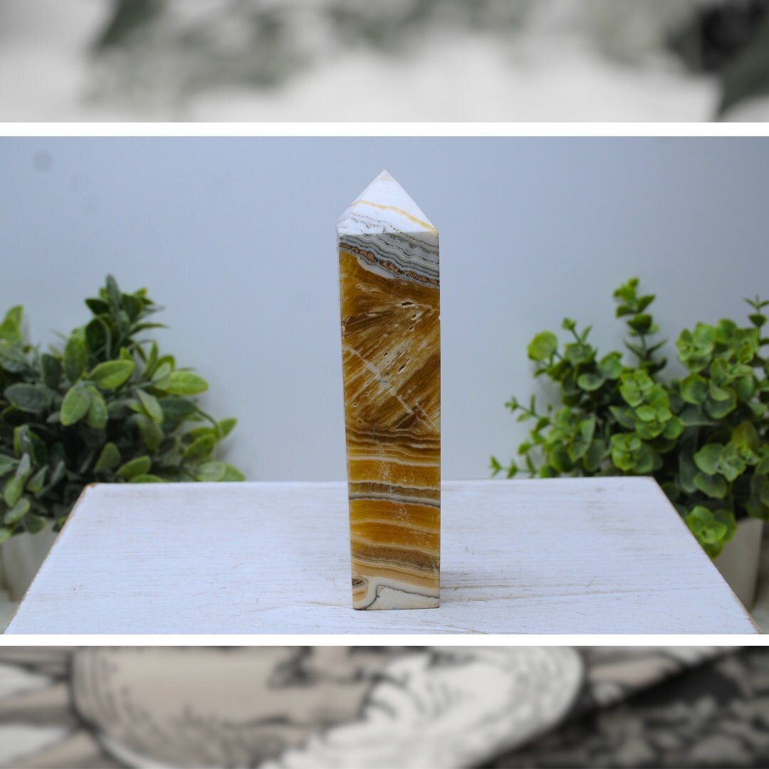 CLEARANCE Orange Calcite Tower Crystal Wand Point Gemstone (was 45)