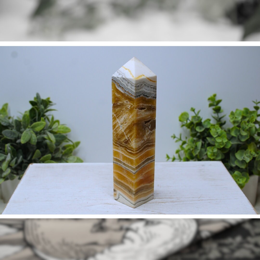 CLEARANCE Orange Calcite Tower Crystal Wand Point Gemstone (was 45)