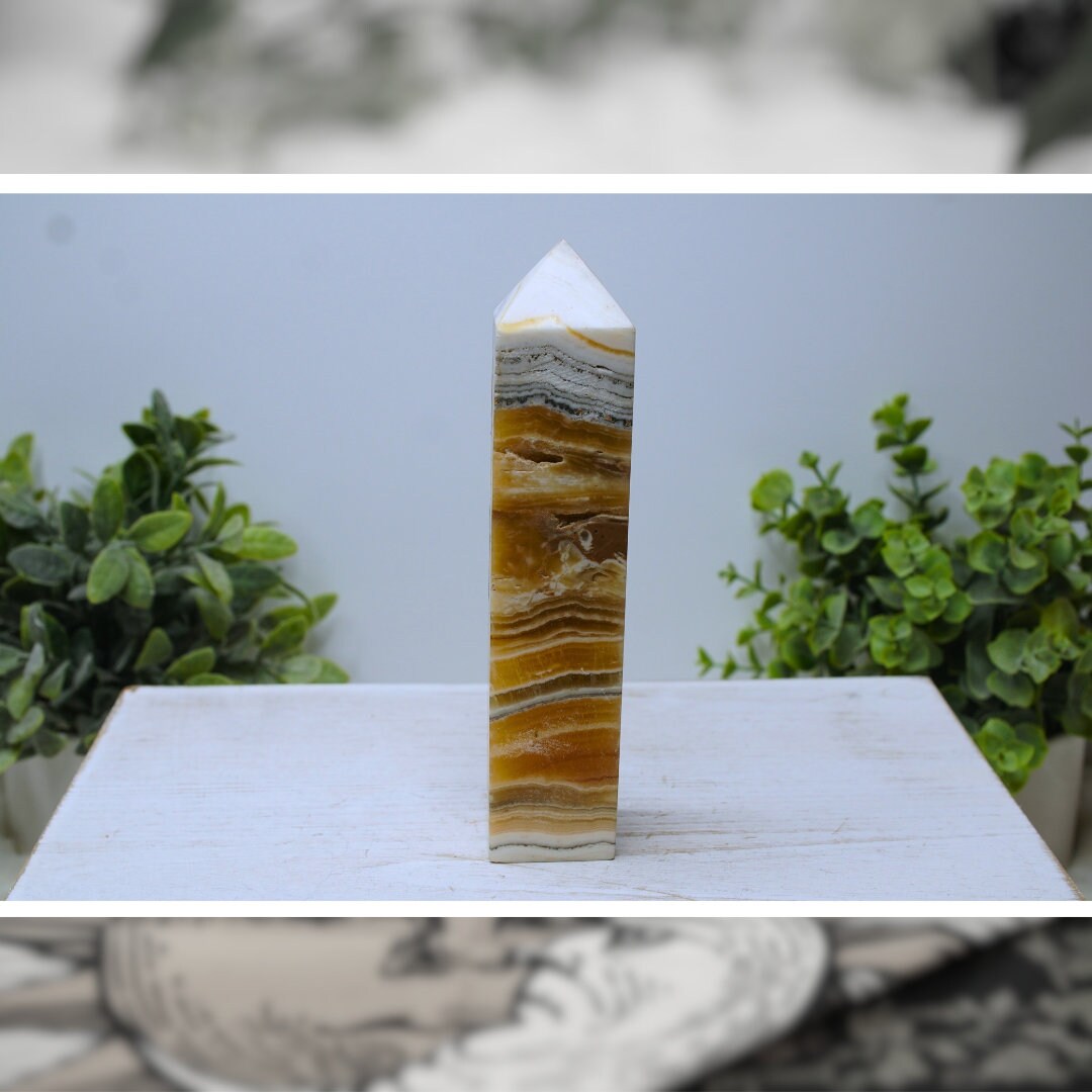 CLEARANCE Orange Calcite Tower Crystal Wand Point Gemstone (was 45)