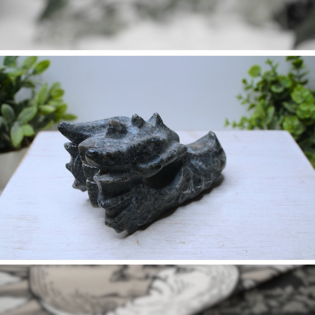 SALE Natural Larkvite Carved Dragon Statue Crystal Gemstone Meditation Energy Reiki