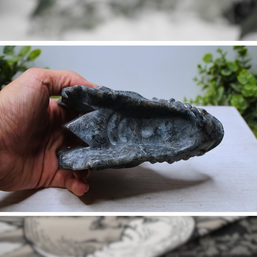 SALE Natural Larkvite Carved Dragon Statue Crystal Gemstone Meditation Energy Reiki
