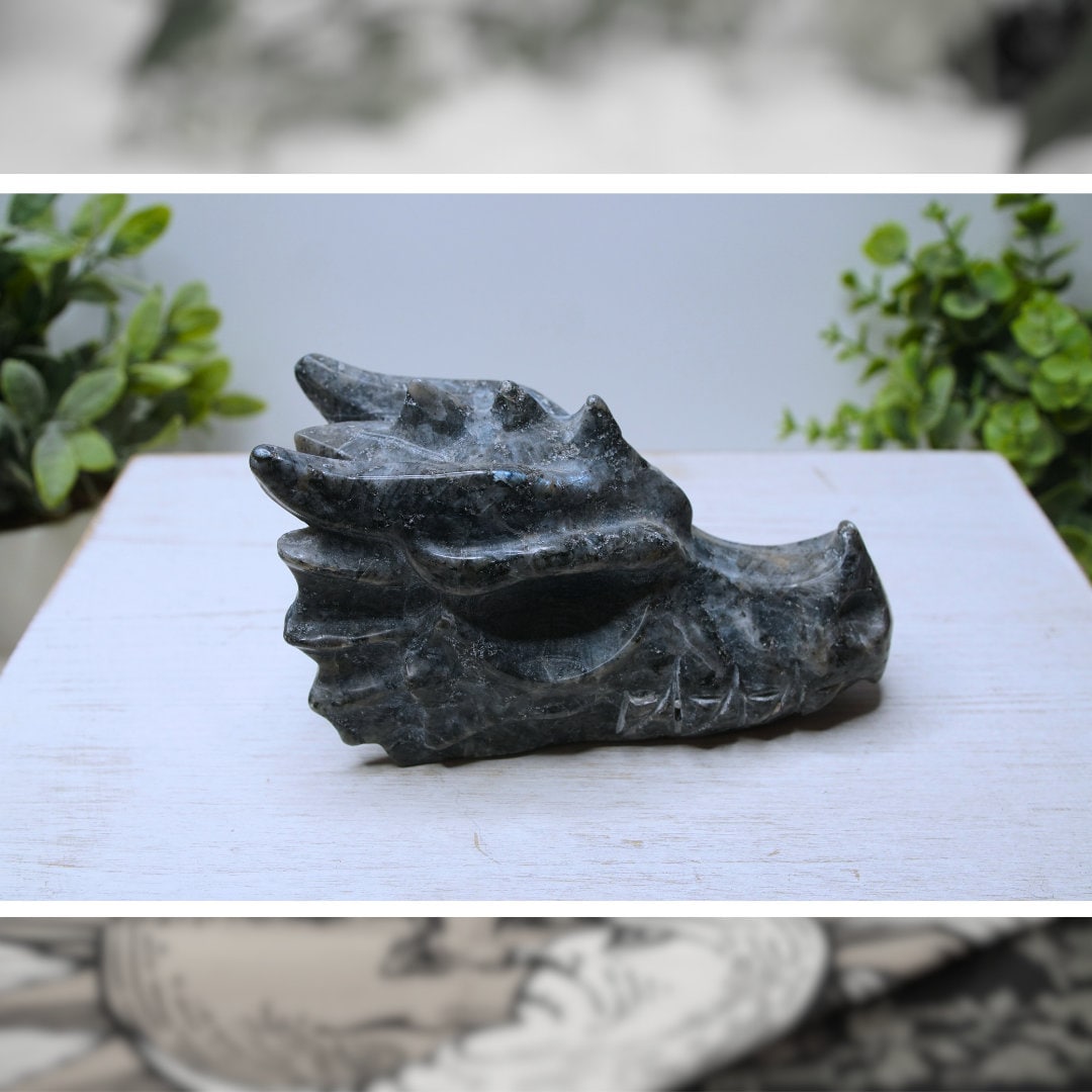 SALE Natural Larkvite Carved Dragon Statue Crystal Gemstone Meditation Energy Reiki