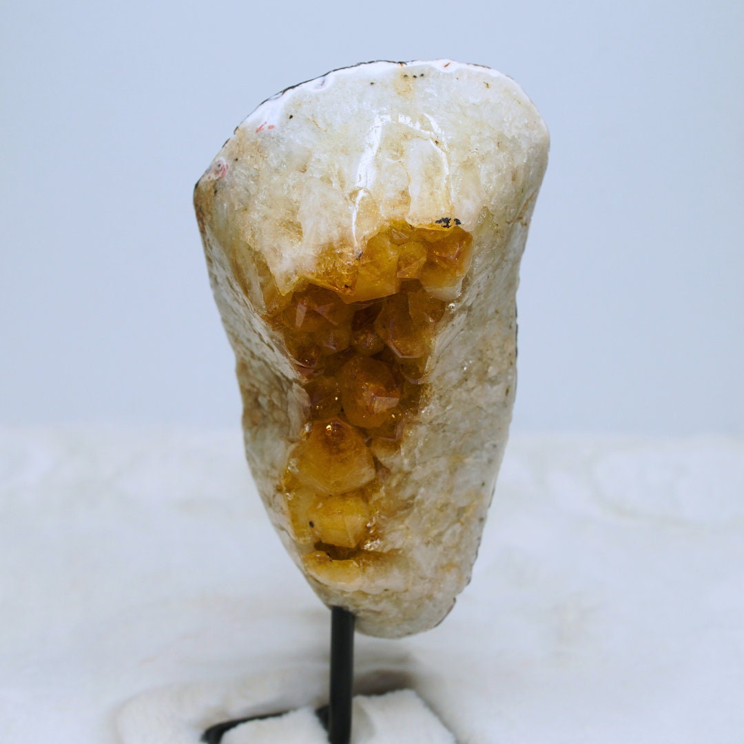 Large Raw Citrine Cluster On Stand Protection, Healing Stone, Reiki, Energy